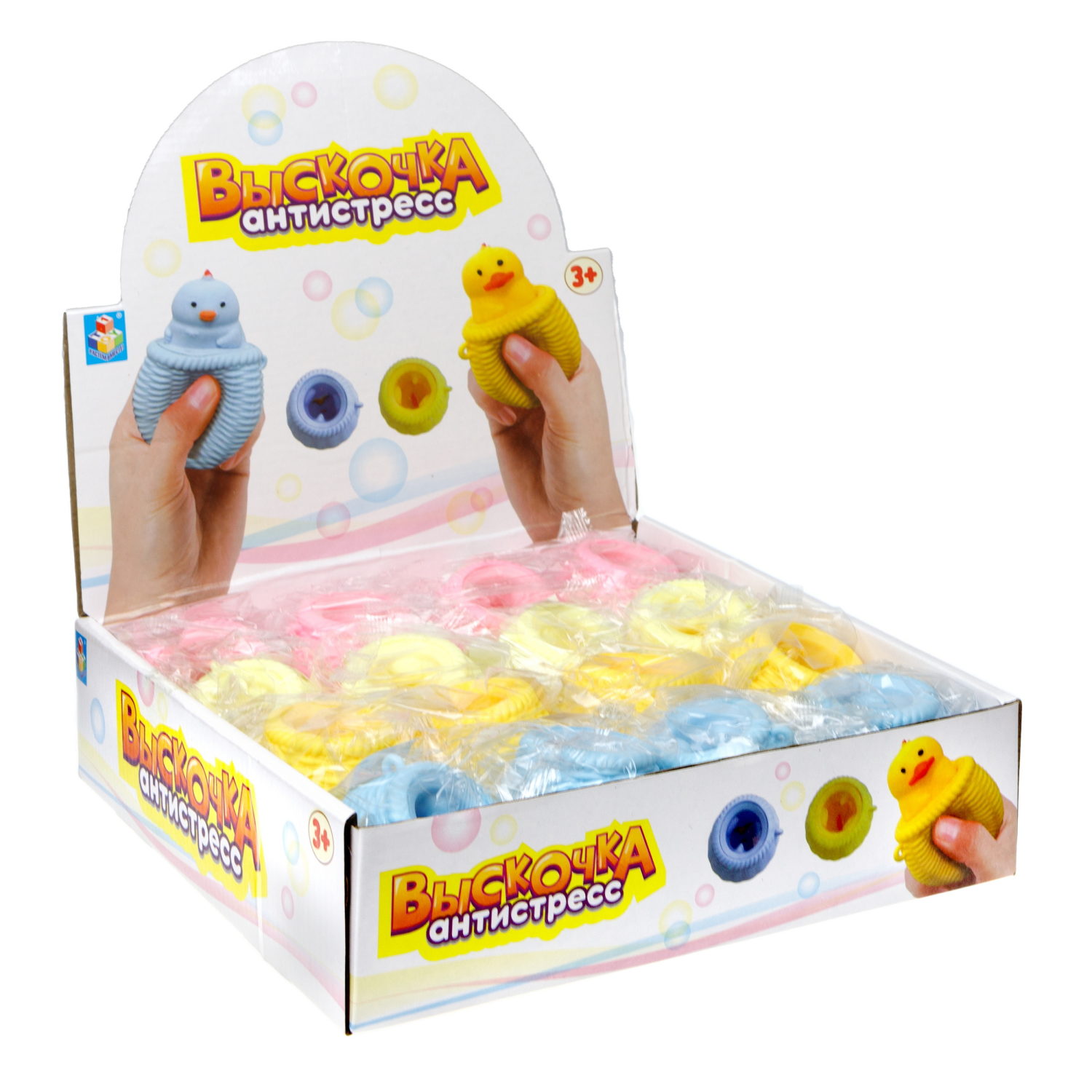 1Toy Жмяка "Выскочка. Птенец" 6х6 см, 16 шт. в д/б