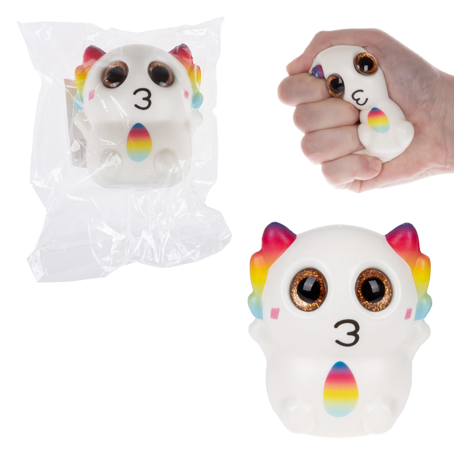 Глазастый сквиш 1TOY Аксолотль, игрушка-антистресс для рук, жмякалка, 9х7,8 см