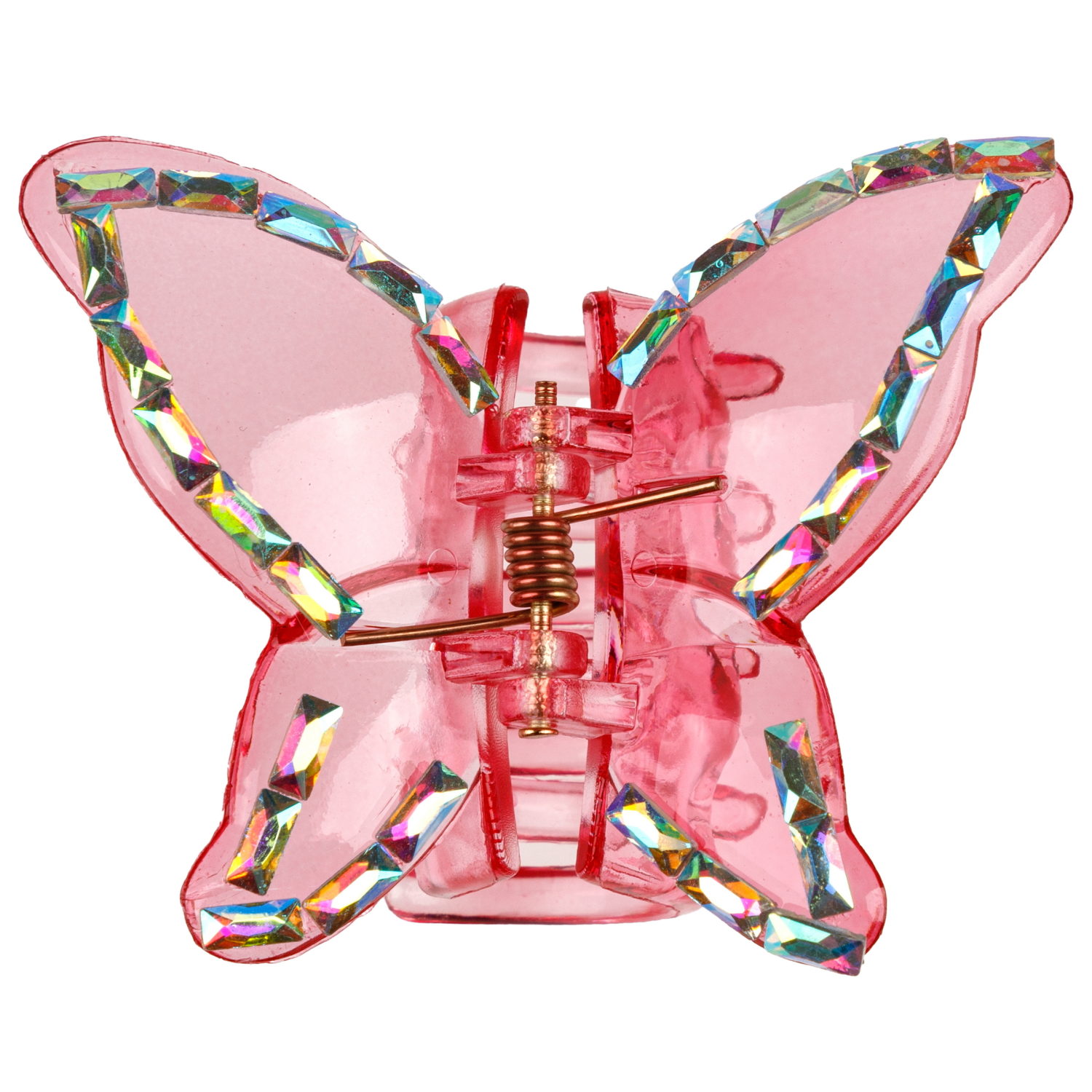 Lukky Fashion заколка-краб д.волос Бабочка Crystal с голограф.отделкой,4 цв.:золотой/розовый/малиновый/серебряный микс