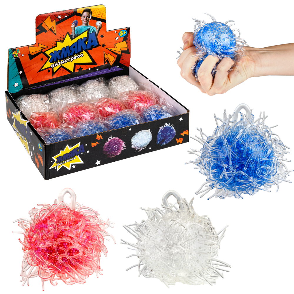 1toy Жмяка, шар с мелкими шариками, 8 см, 3 вида в ассортименте