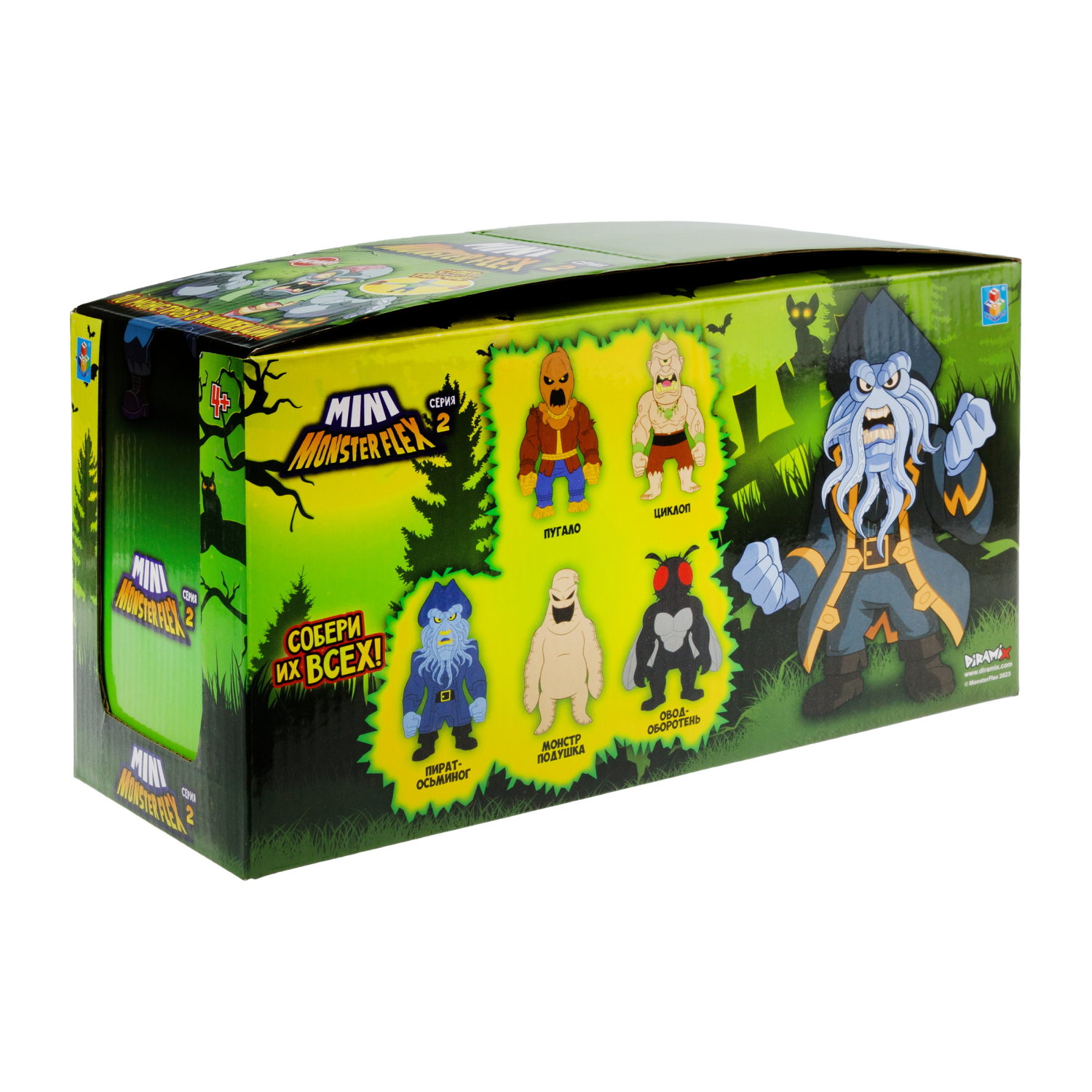 1toy MONSTER FLEX MINI 2 тянущаяся фигурка 7см, 10 видов в ассортименте, блистер 14х10,5см, 10 шт в д/б
