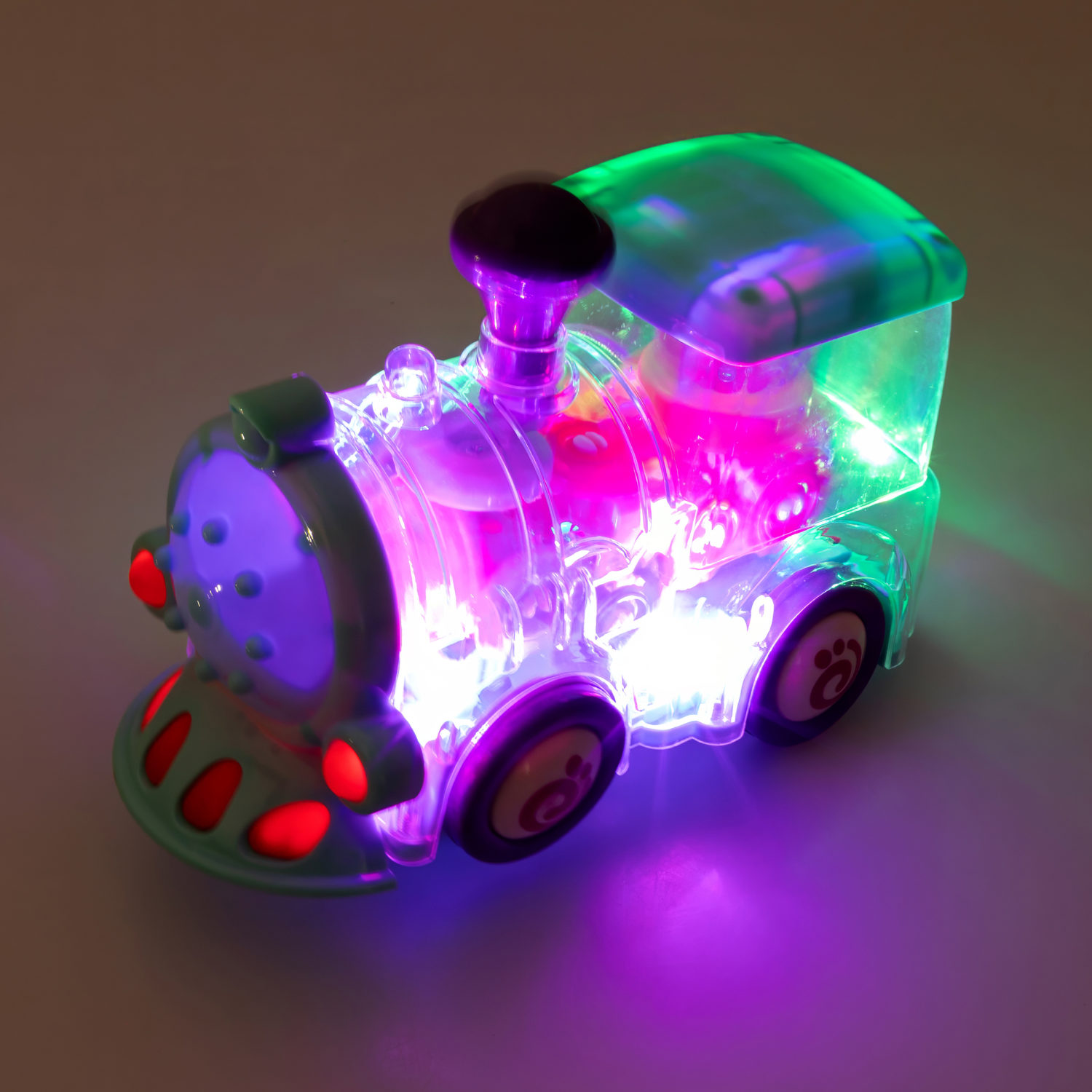 Игрушка прозрачная с шестеренками 1TOY Движок «Локомитив», со светом и звуком, 1 шт.