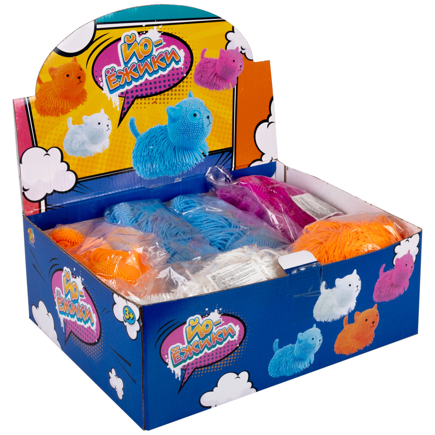 Игрушка-антистресс для рук 1toy Йо-Ёжики, "Кот" 20 см, 4 цвета в ассортименте