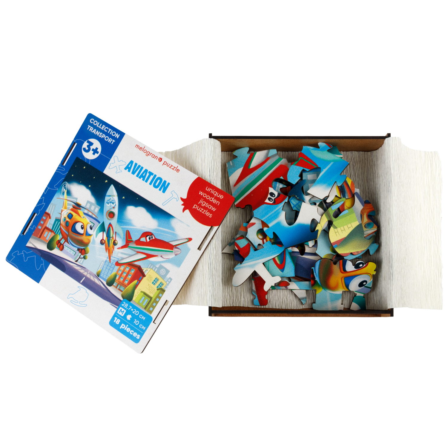 Деревянные пазлы Collection Transport Авиатехника, 18 деталей