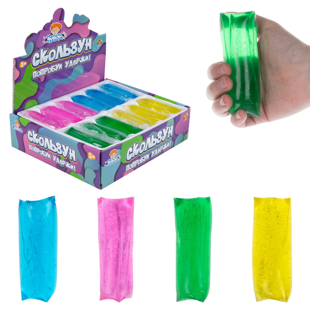 Скользун с блестками 1TOY,11х4 см, 4 цвета в ассортименте