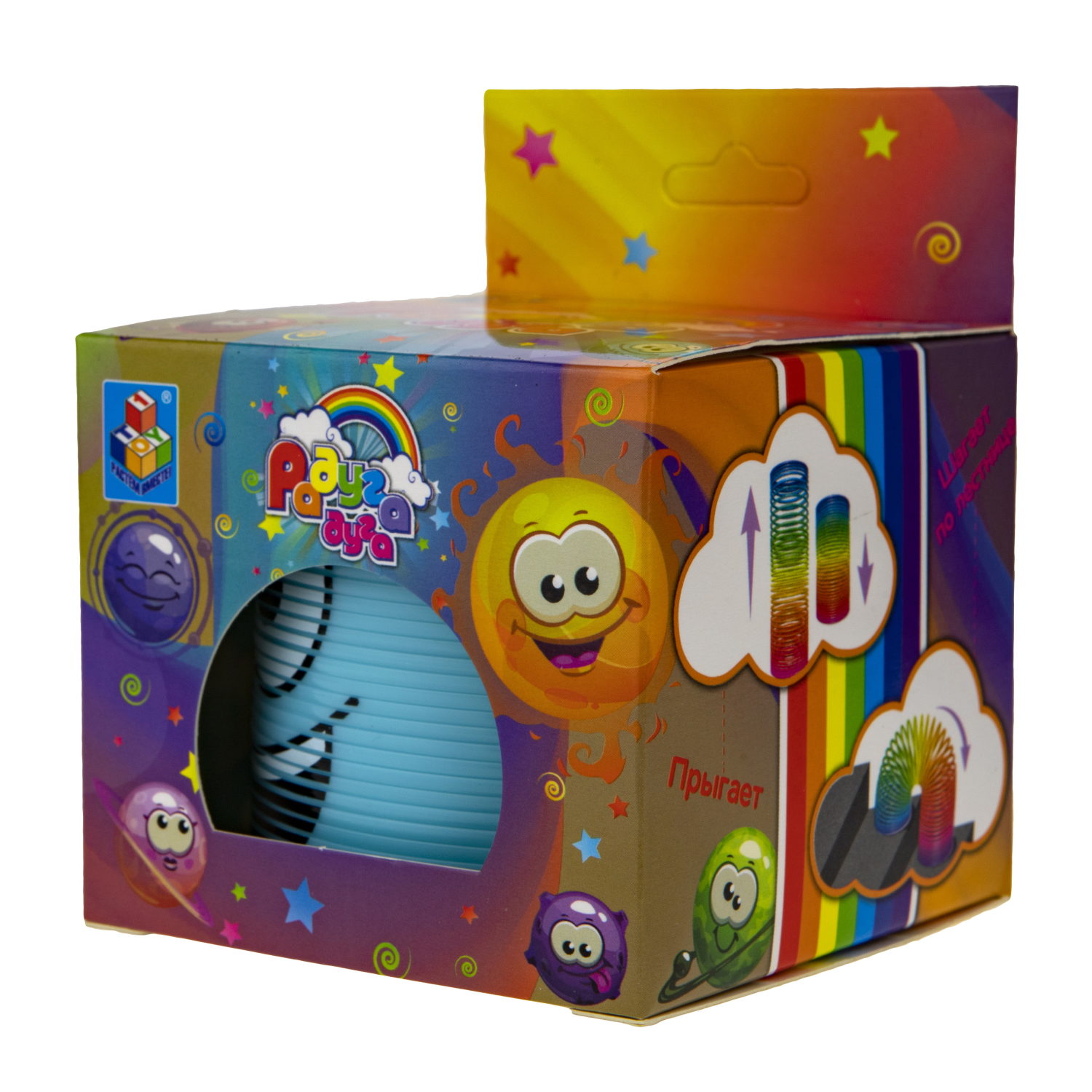 Пружинка радуга 1TOY «Радуга-дуга» Эмоции, 7,5*7,5 см, 6 видов в ассортименте