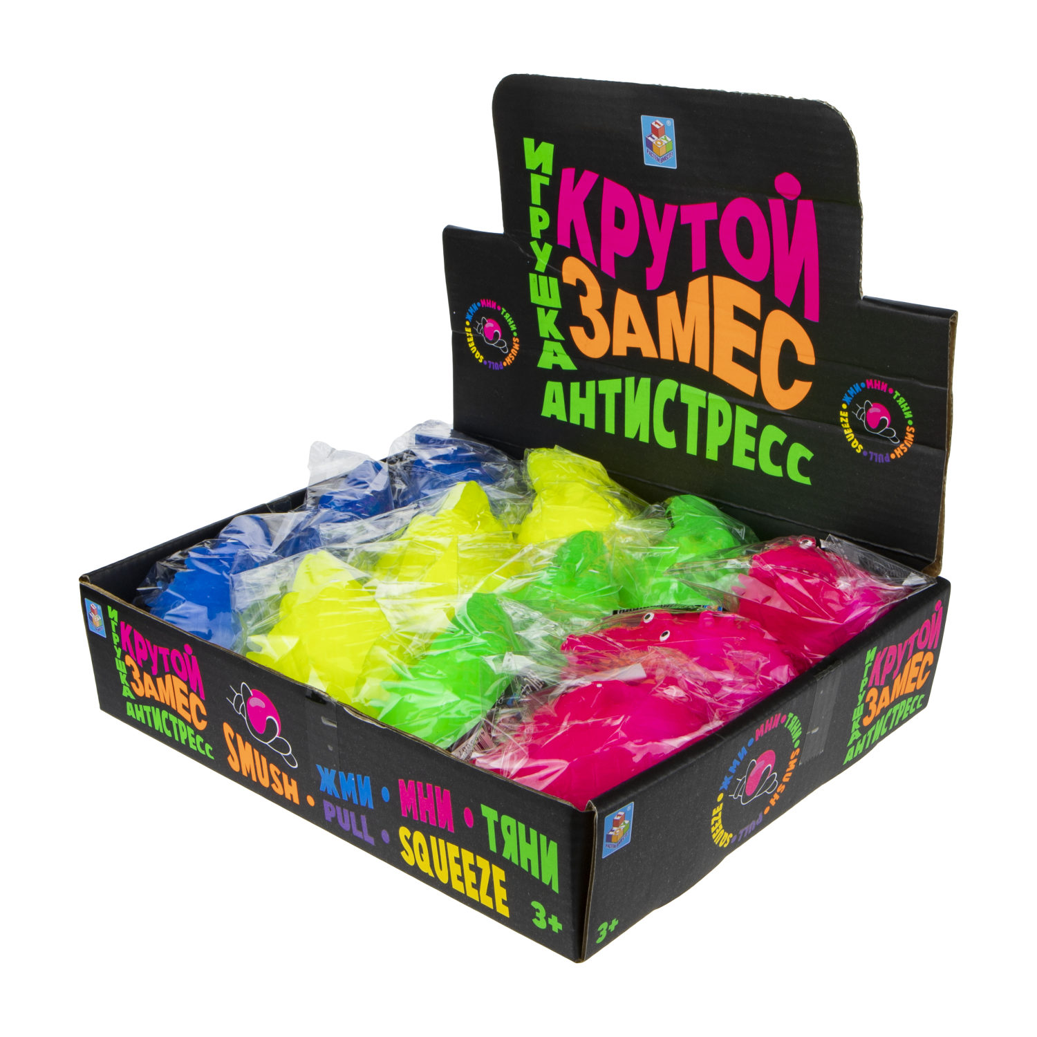 Антистресс -игрушка для рук 1TOY Крутой замес Крокодил, жмякалка, мялка, 10 см, 4 цвета в ассортименте