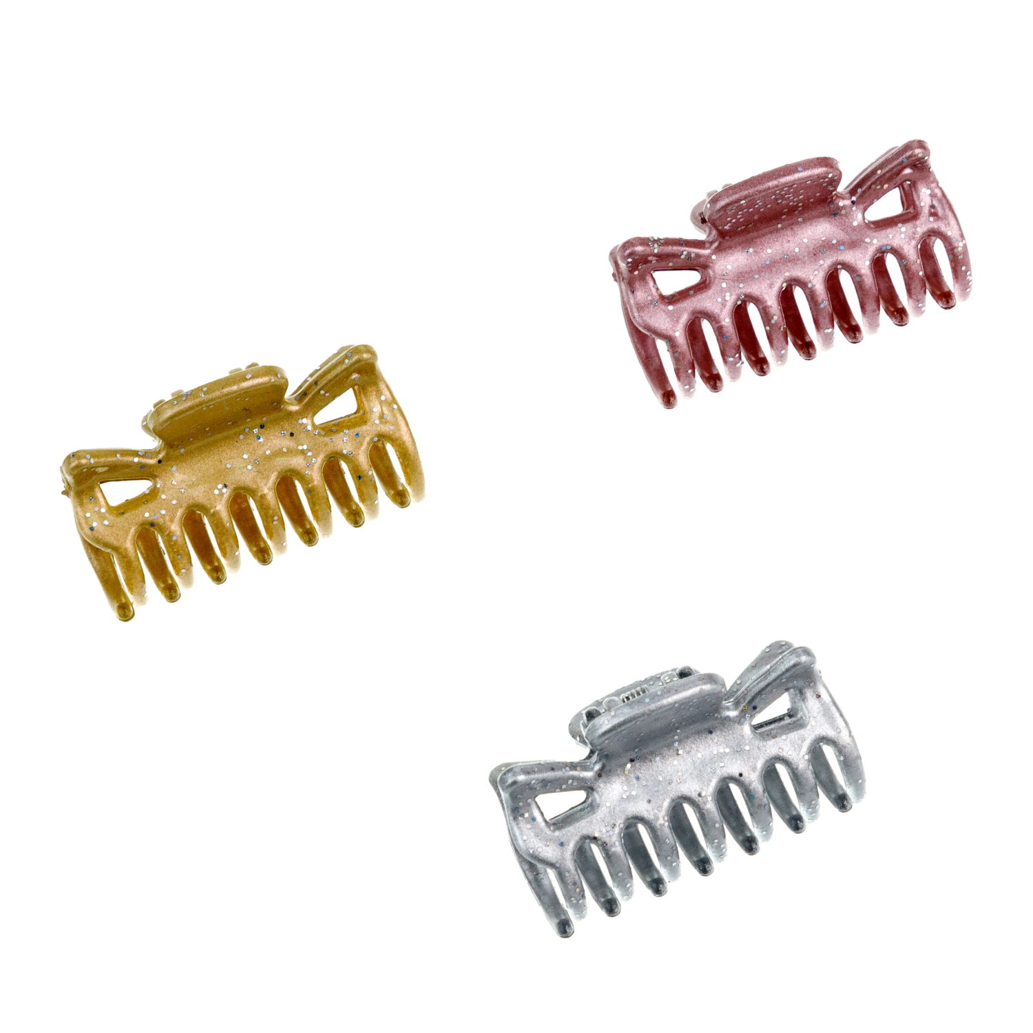 Заколка-краб для волос Lukky Fashion с глиттером, набор 3 шт.