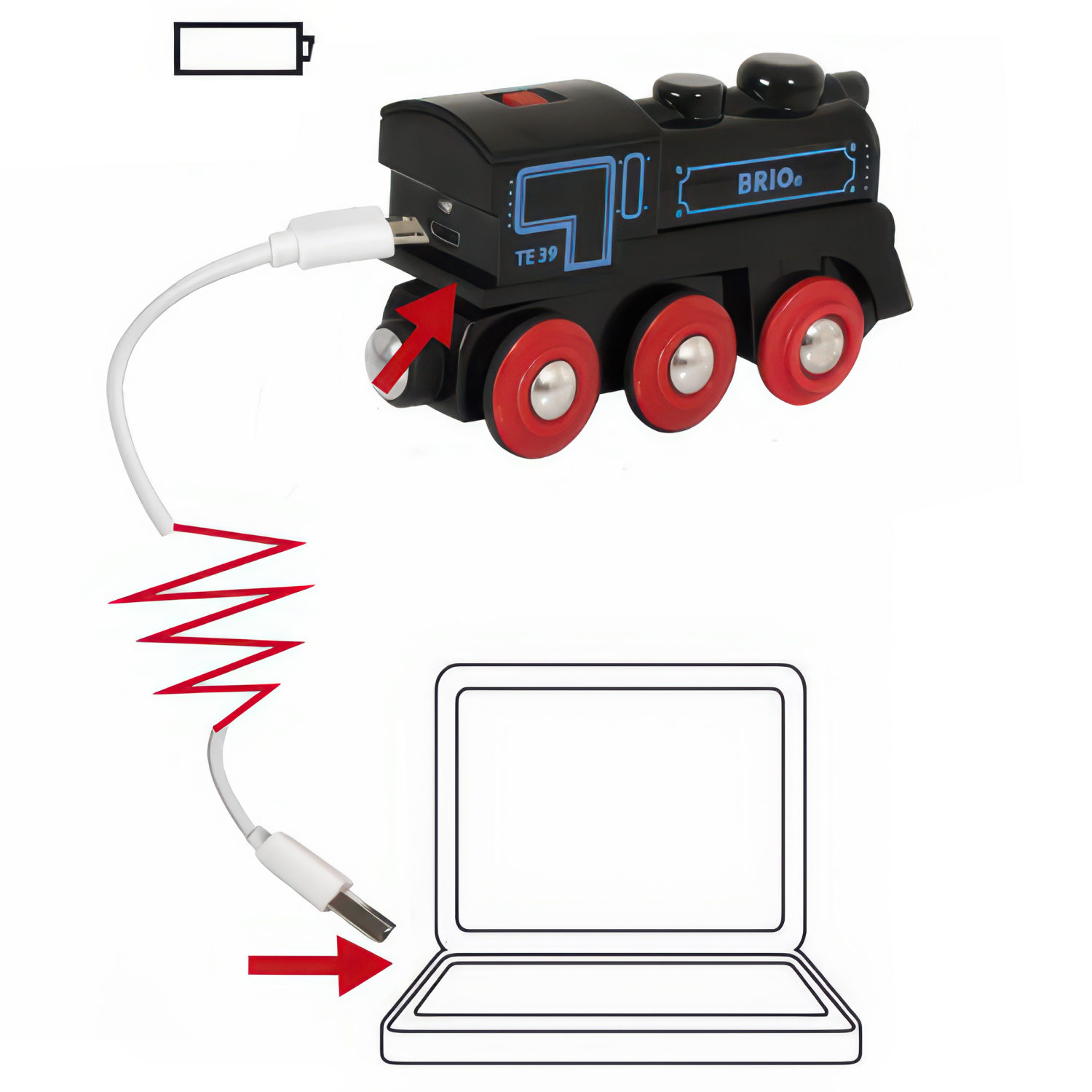 Ретро-паровоз BRIO, со светом, с mini USB-кабелем