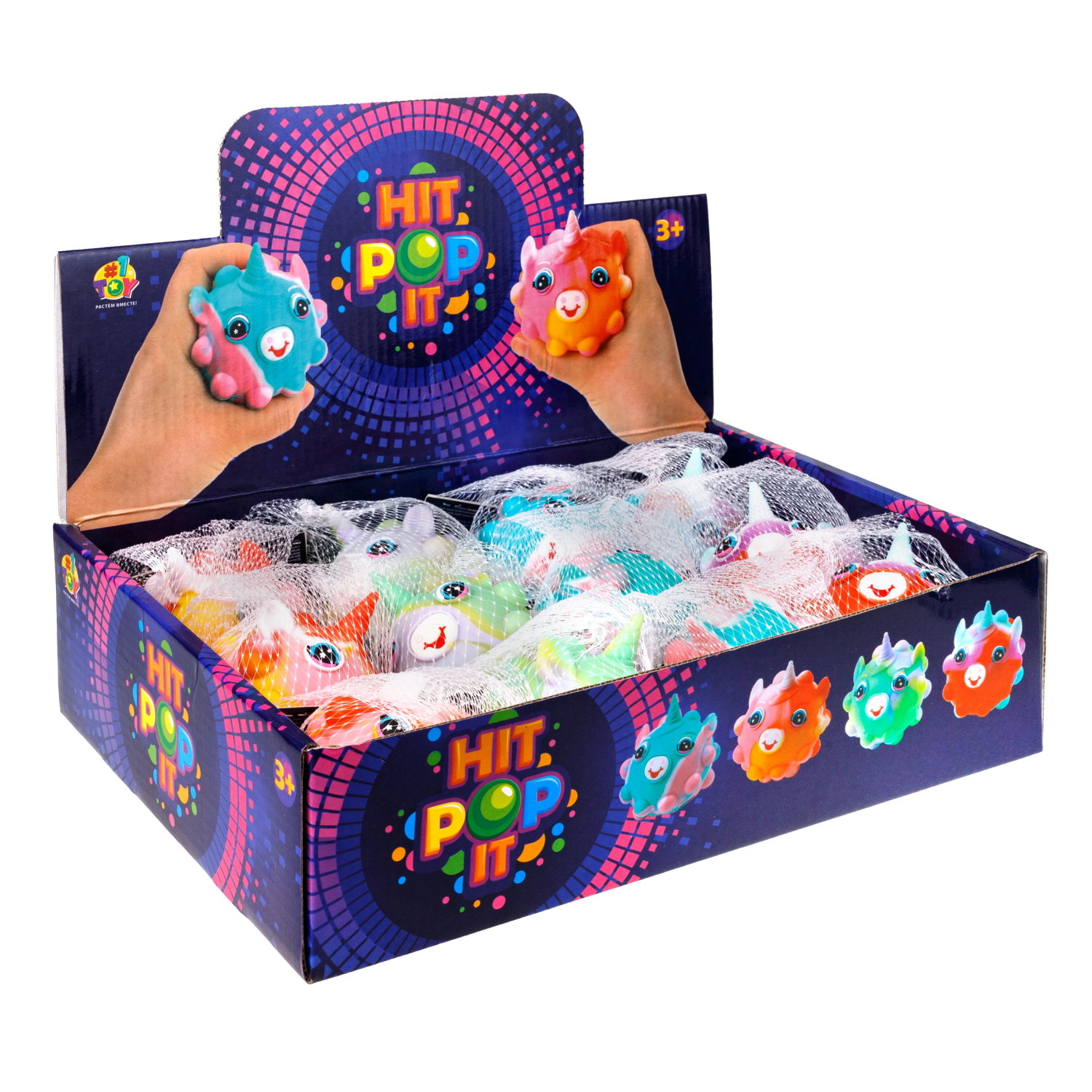 1TOY Жмяка Hit Pop It "Единорог" 7 см, 4 вида в ассортименте