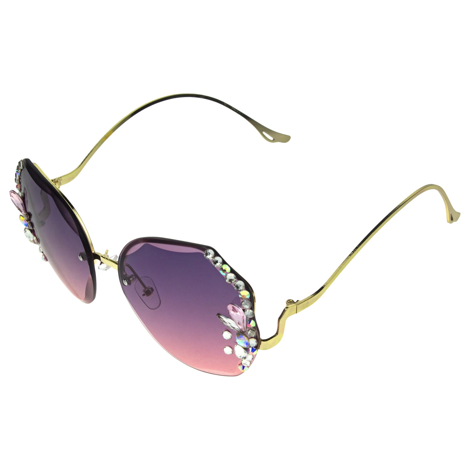 Солнцезащитные очки Lukky Fashion со стразами, фиолетово-розовый
