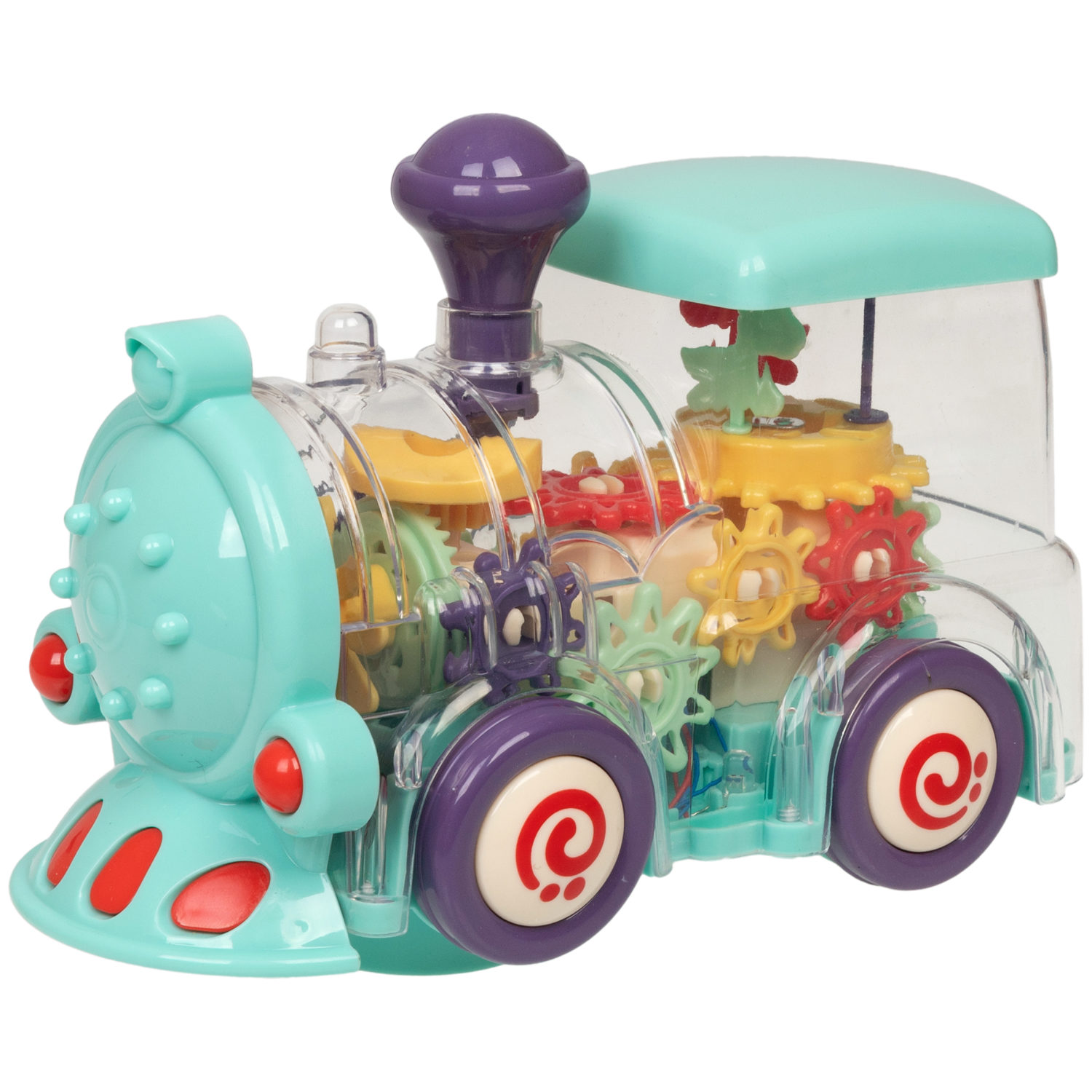 Игрушка прозрачная с шестеренками 1TOY Движок «Локомитив», со светом и звуком, 1 шт.