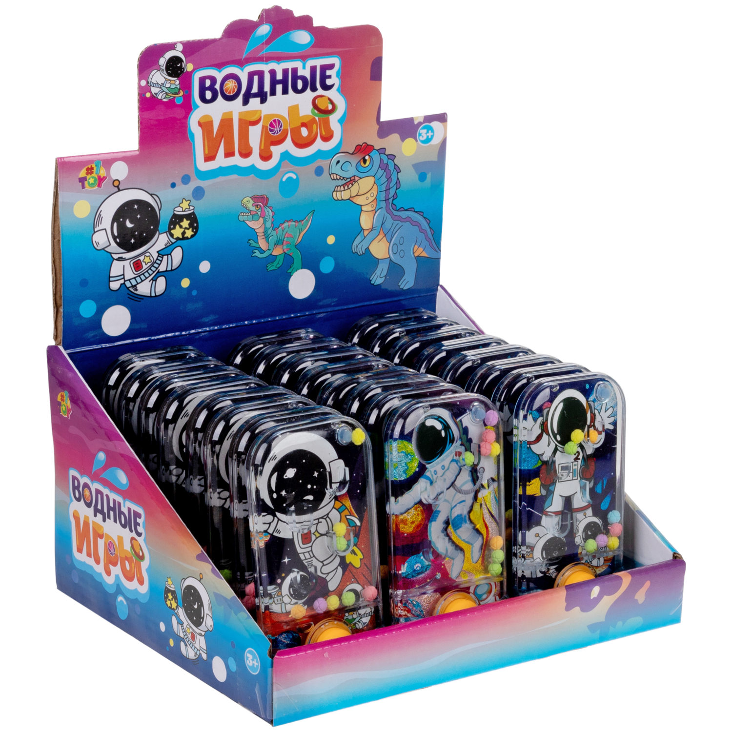 1TOY Игра с водой забрось мячики космос, 3 вида в ассортименте