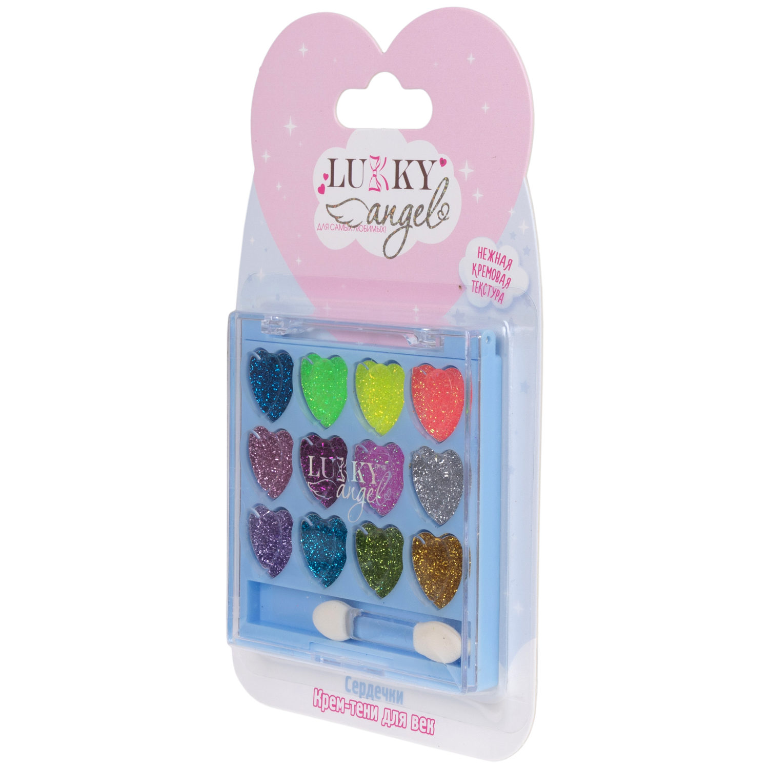 Крем-тени для век детские Lukky Angel, «Сердечки», 12 цветов, 9 г