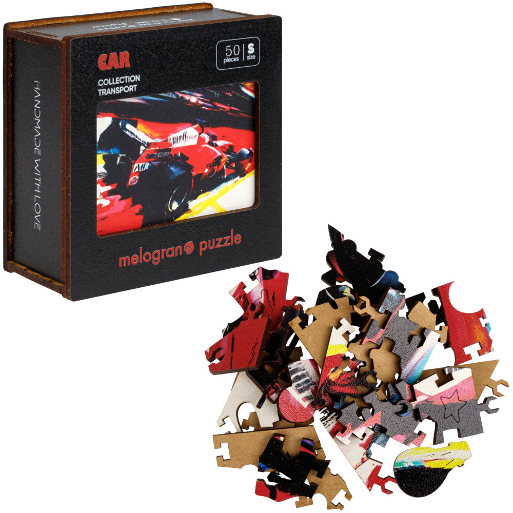 Деревянные пазлы CollectionTransport Автомобиль гоночный, 50 деталей, 20х13,9 см