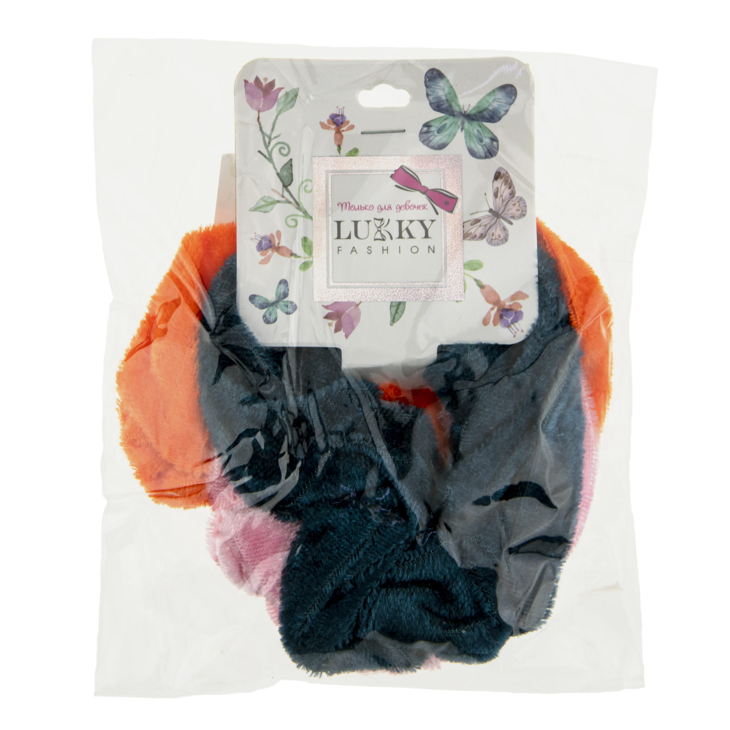 Lukky Fashion резинки текстильные, бархат, 3 шт (морская волна, оранжевый, нежно-розовый)