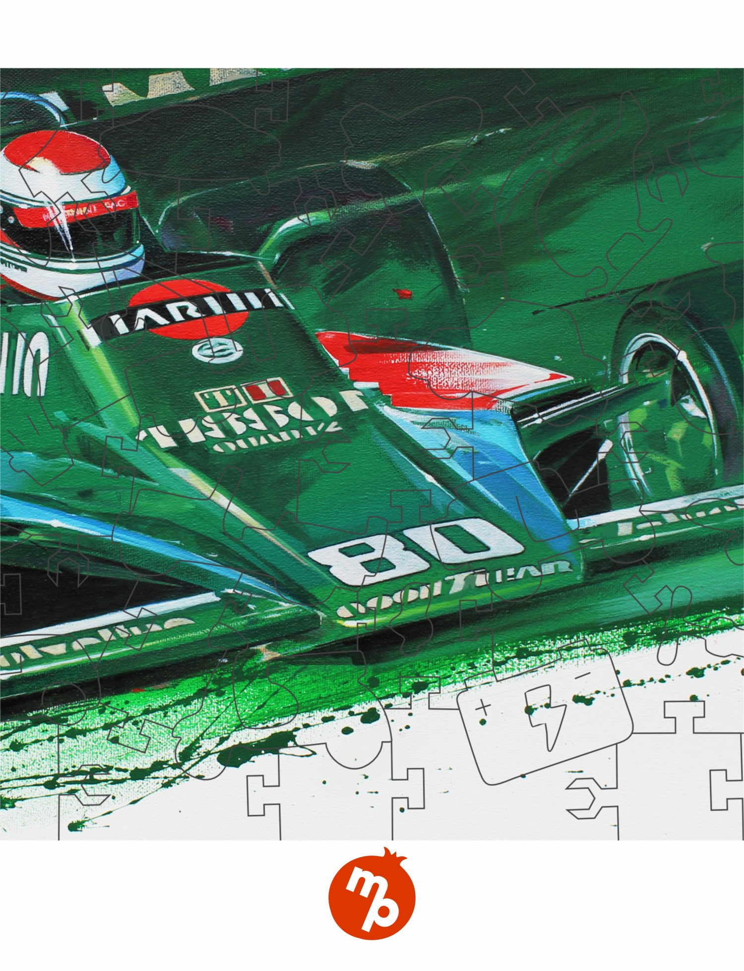 Деревянные пазлы Collection Transport Гоночный автомобиль зеленый, 80 деталей, 28х14 см