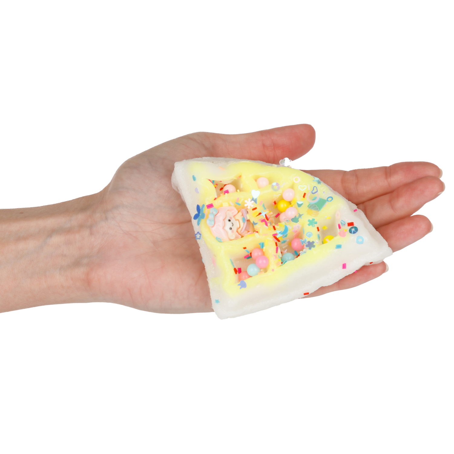 Игрушка-антистресс 1TOY Крутой замес «Няшка-вкусняшка», «Вафля бельгийская с посыпками», с колокольчиком, с желто-белой глазурью и куклой