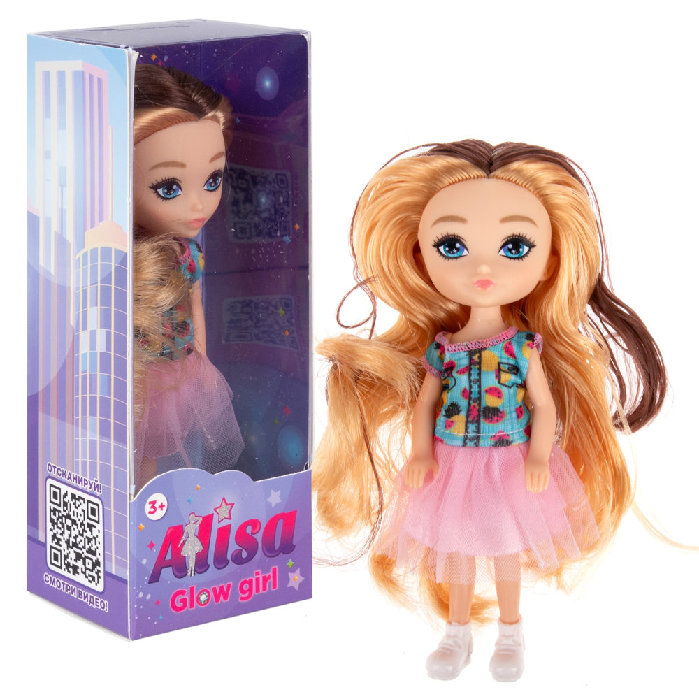 Кукла 1TOY ALISA GLOW GIRL, с разноцветными волосами, 15 см
