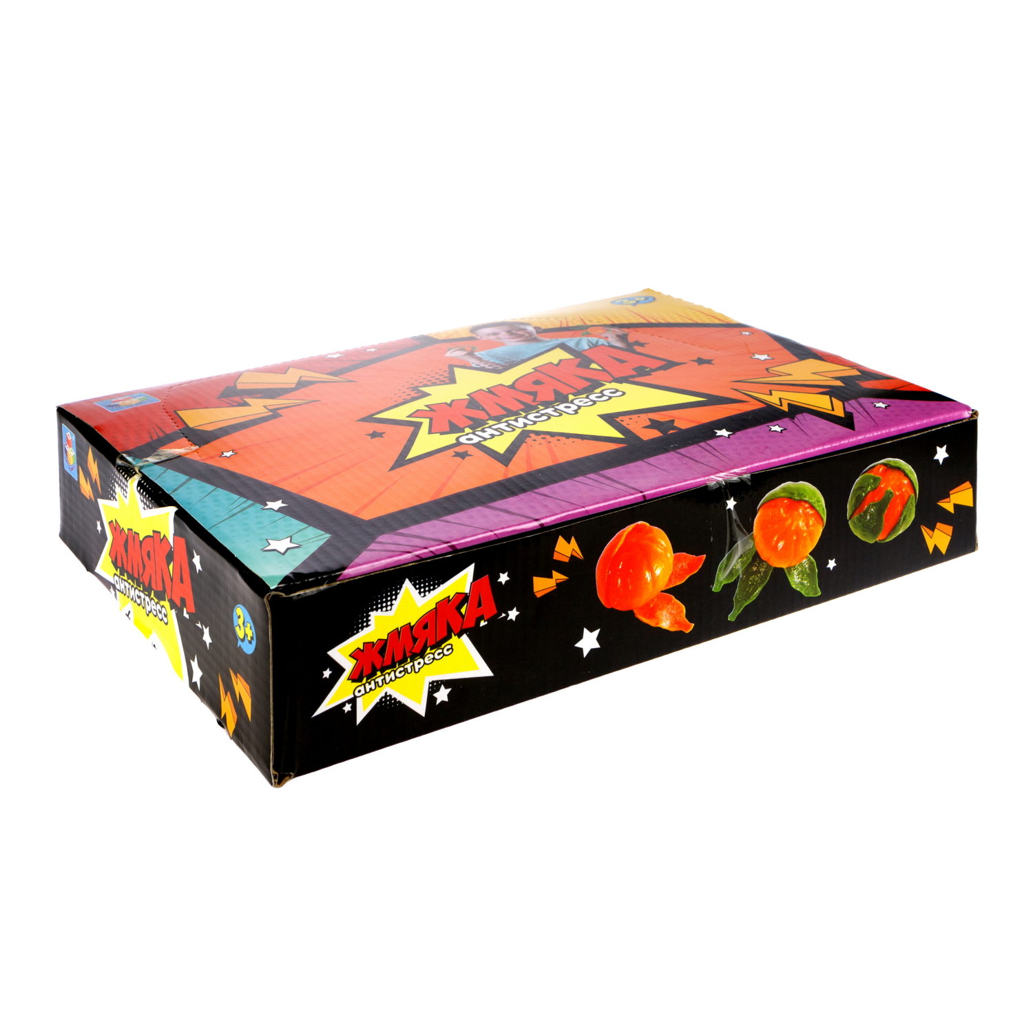 1toy Жмяка-антистресс "Мандарин" 6,5х6,5х5 см, Оранжевый, 12 шт. в д/б