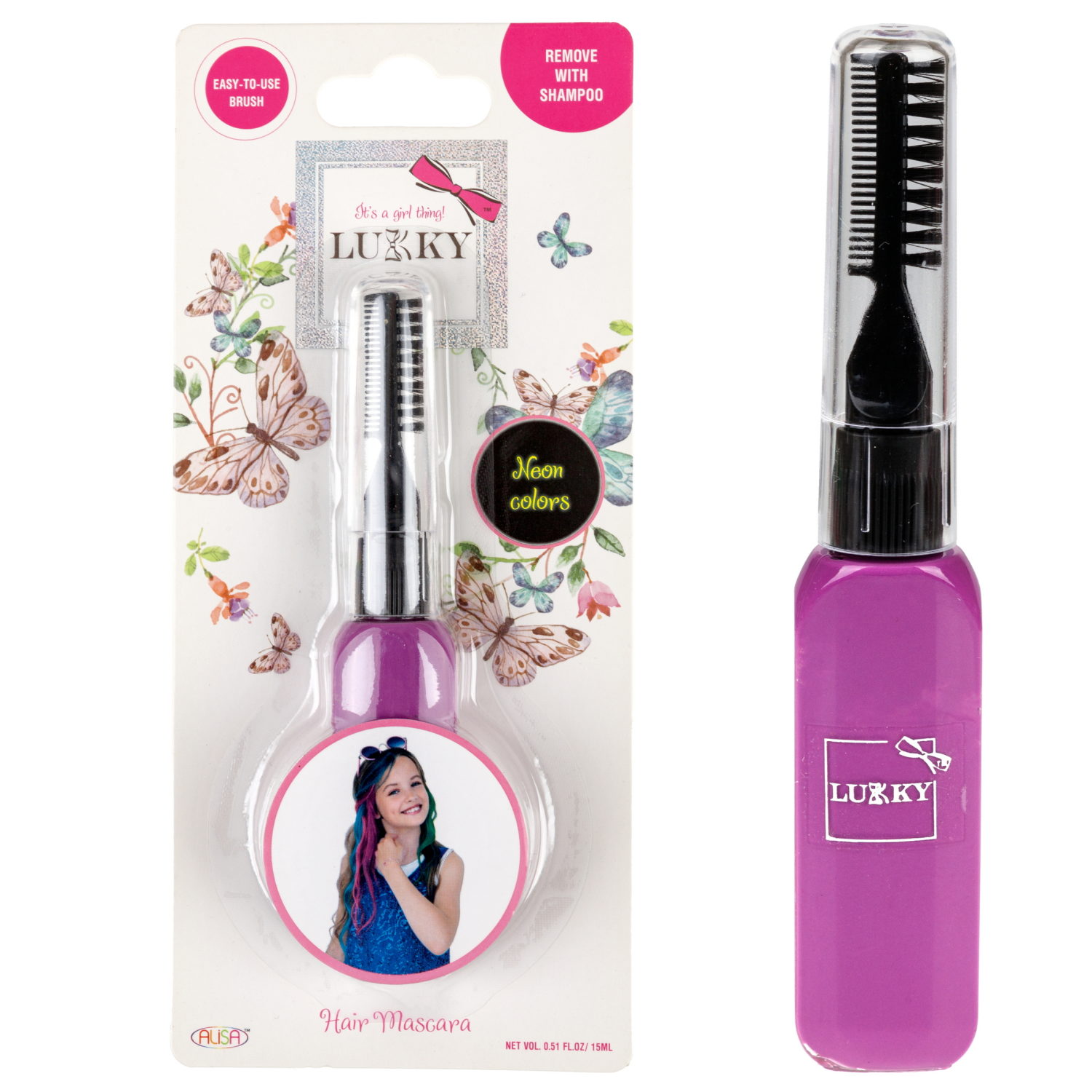 Тушь для волос LUKKY, неоновые цвета: фиолетовый