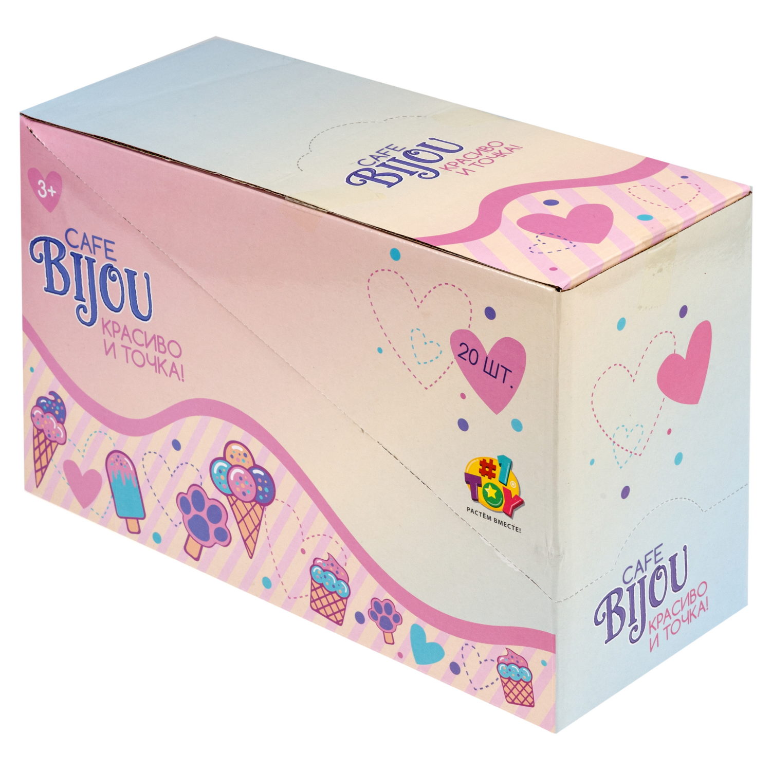 1TOY наб.бусин."Café Bijou" мороженое 5 видов в асс., блистер 12*19см, 20 шт.в дб.