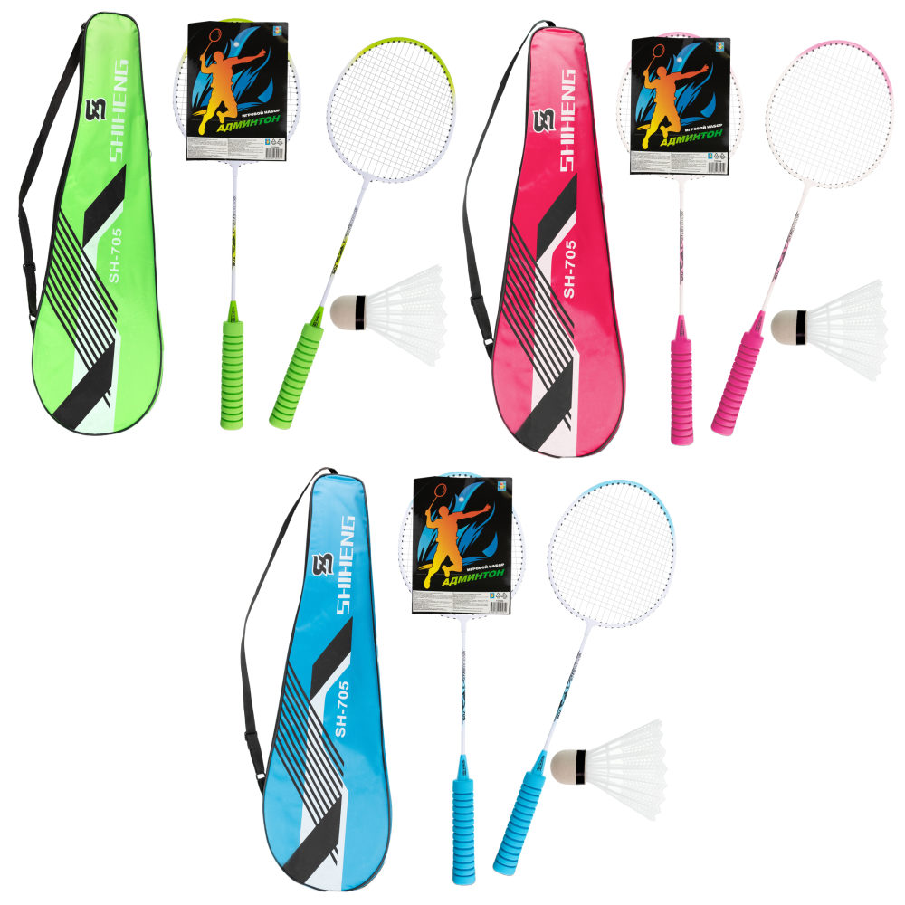 Бадминтон 1TOY 2 ракетки с мягкими ручками, 2 волана, в ассортименте