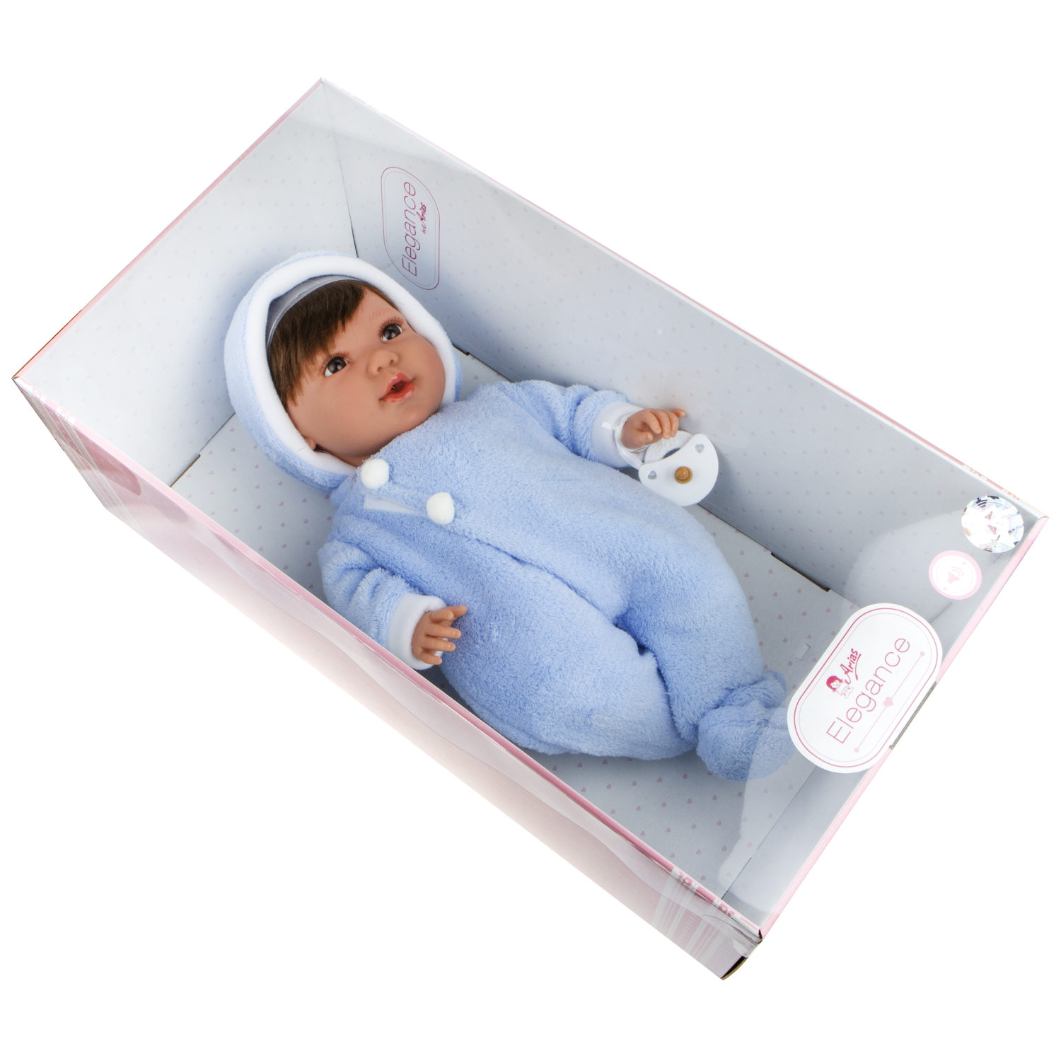 Arias Elegance Пупс 42см, в голубом комбинезоне