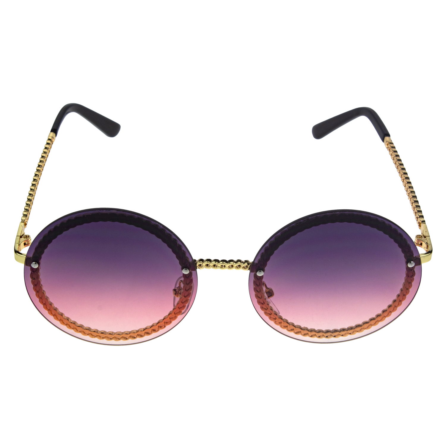 Солнцезащитные очки Lukky Fashion, круглые с цепочкой, розовый