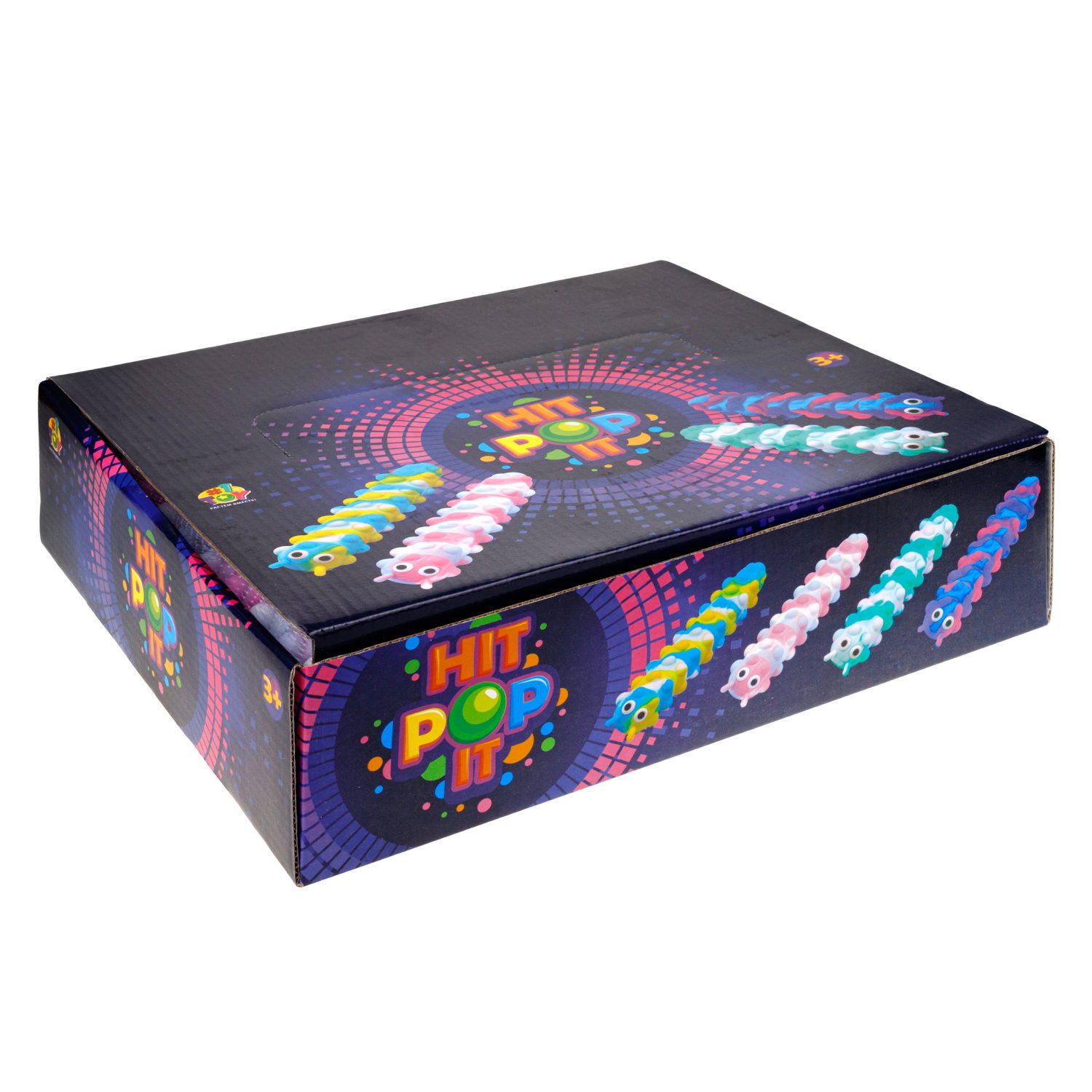 1toy Жмяка Hit Pop It "Гусеница" на присосках 26,5х4,8х3,8 см, 4 вида, 12 шт. в д/б