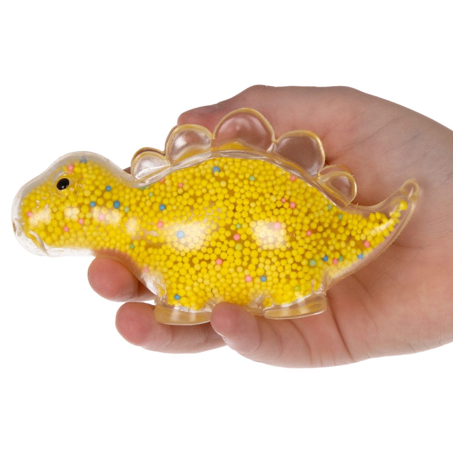 1toy Жмяка стегозавр с пенопластовыми шариками, 11х5 см, жёлтый