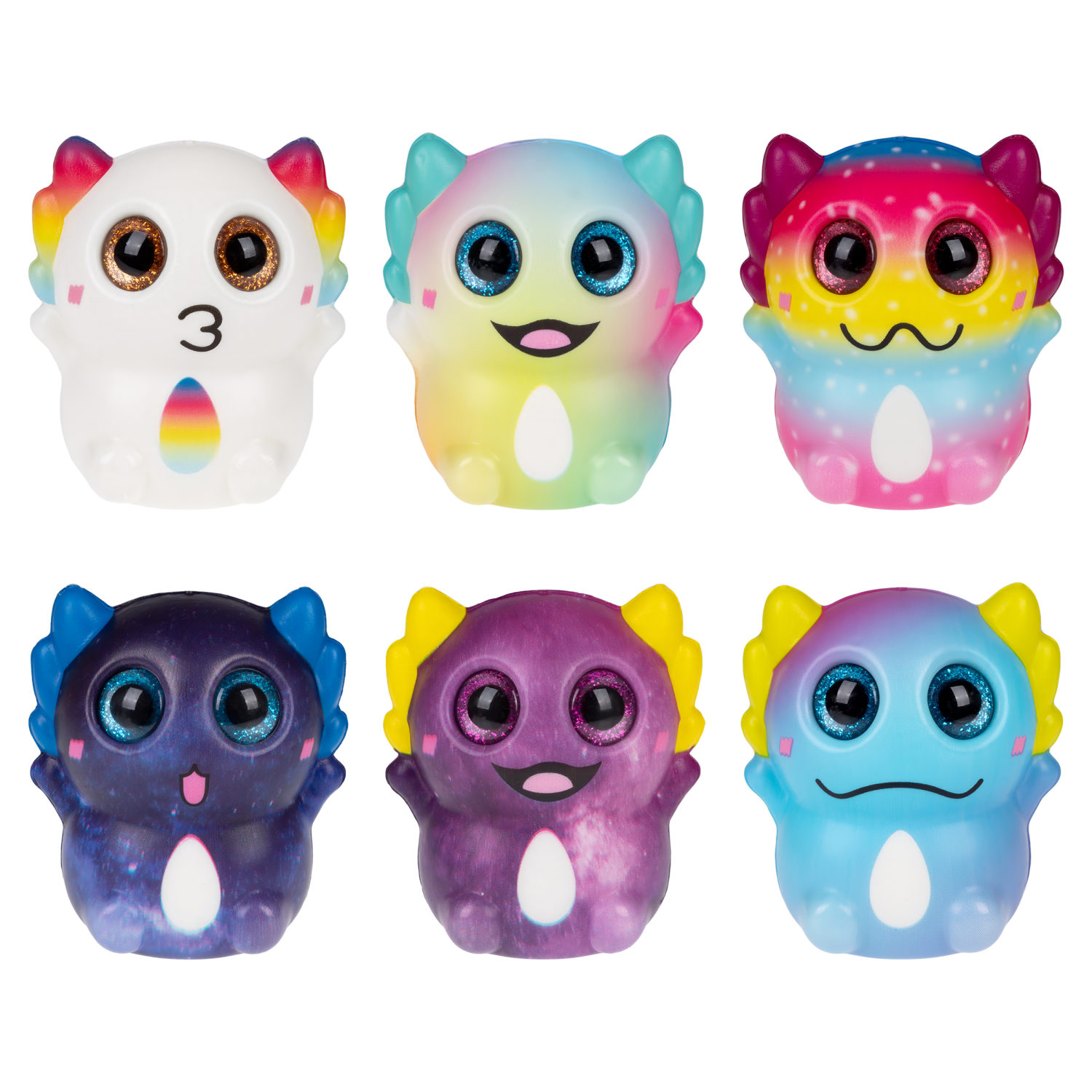 Глазастый сквиш 1TOY Аксолотль, игрушка-антистресс для рук, жмякалка, 9х7,8 см, 6 видов в ассортименте