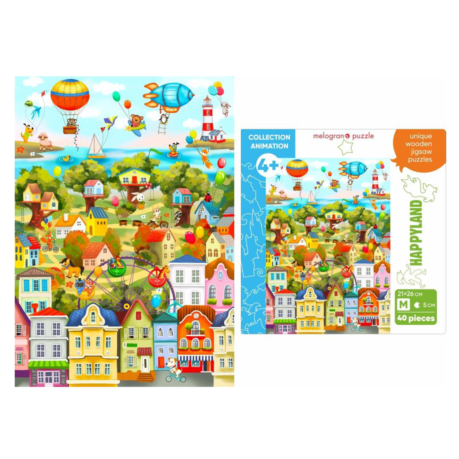 Деревянные пазлы Collection Animation Город счастья, 40 деталей, 21х26  см, 4+