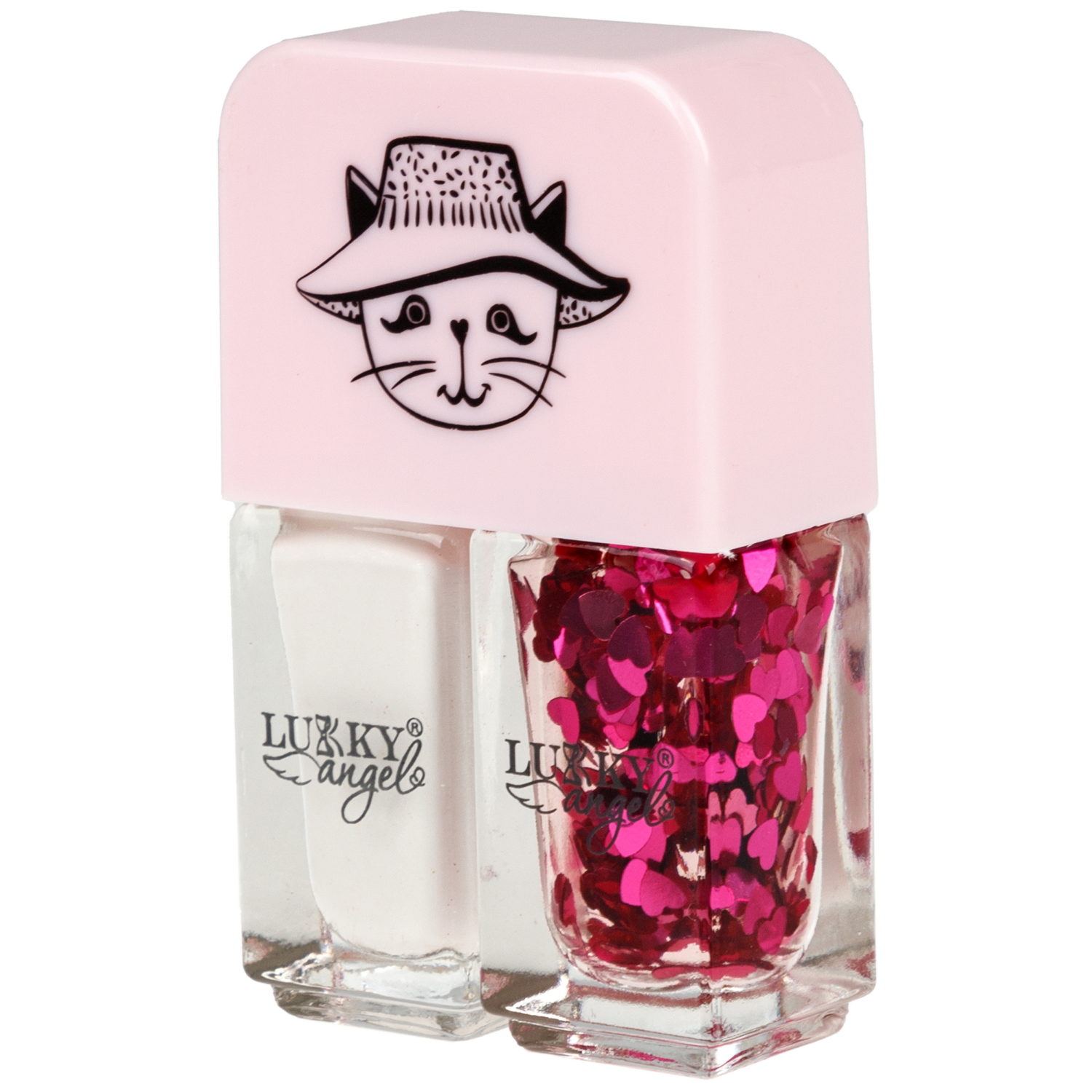 Двойной лак для детских ногтей Lukky Angel Just Duet серебряный металлик и красный с блестками, 2 по 4 мл