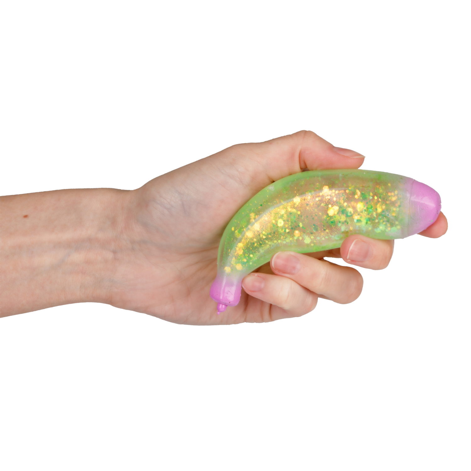 Антистресс-игрушка для рук 1TOY Крутой замес Супергель Банан с блестками, 11 см, 6 цветов в ассортименте