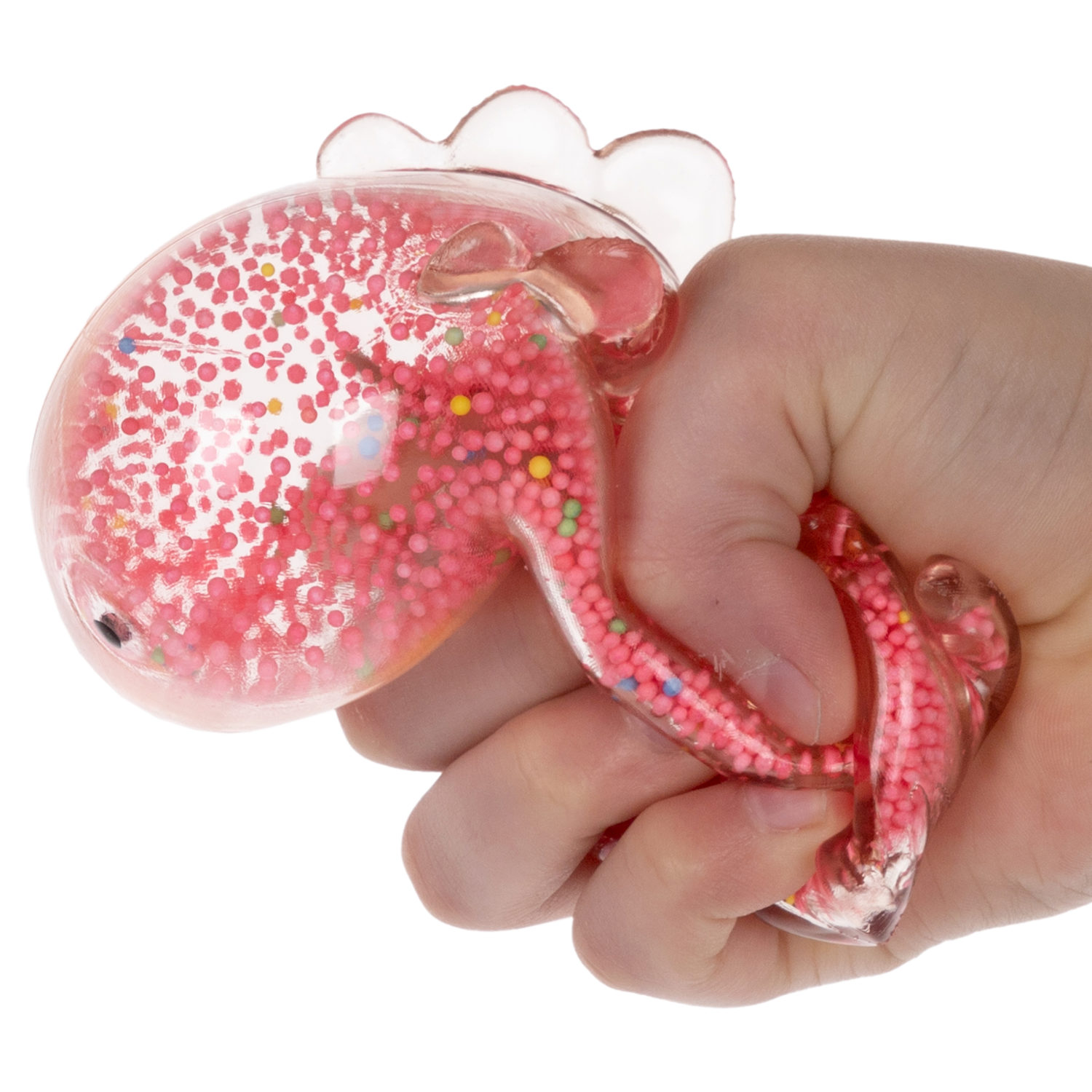 1toy Жмяка стегозавр с пенопластовыми шариками, 11х5 см, красный