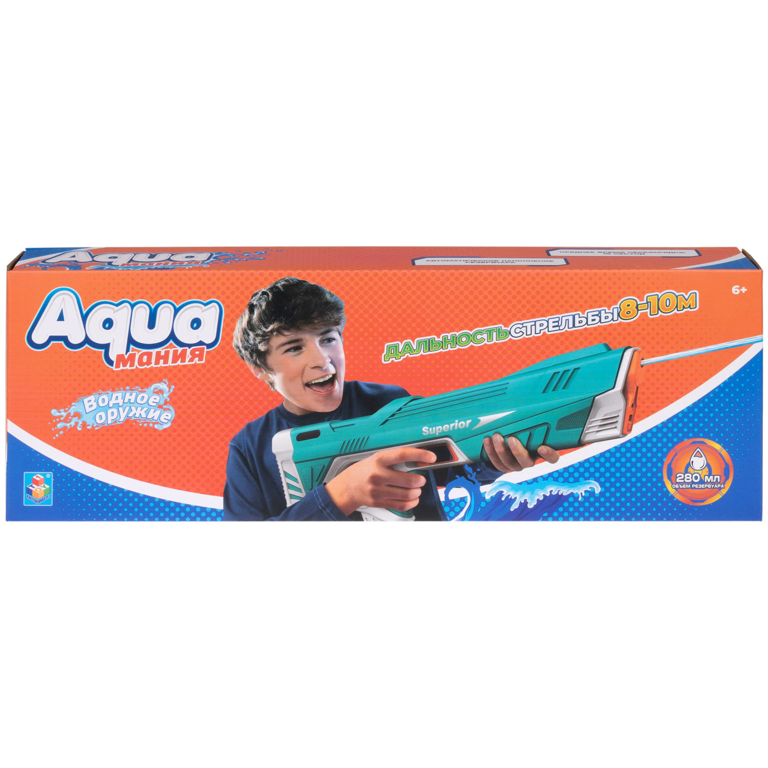 Автоматическое водное оружие 1TOY Аквамания, на аккумуляторе, 43х14 см