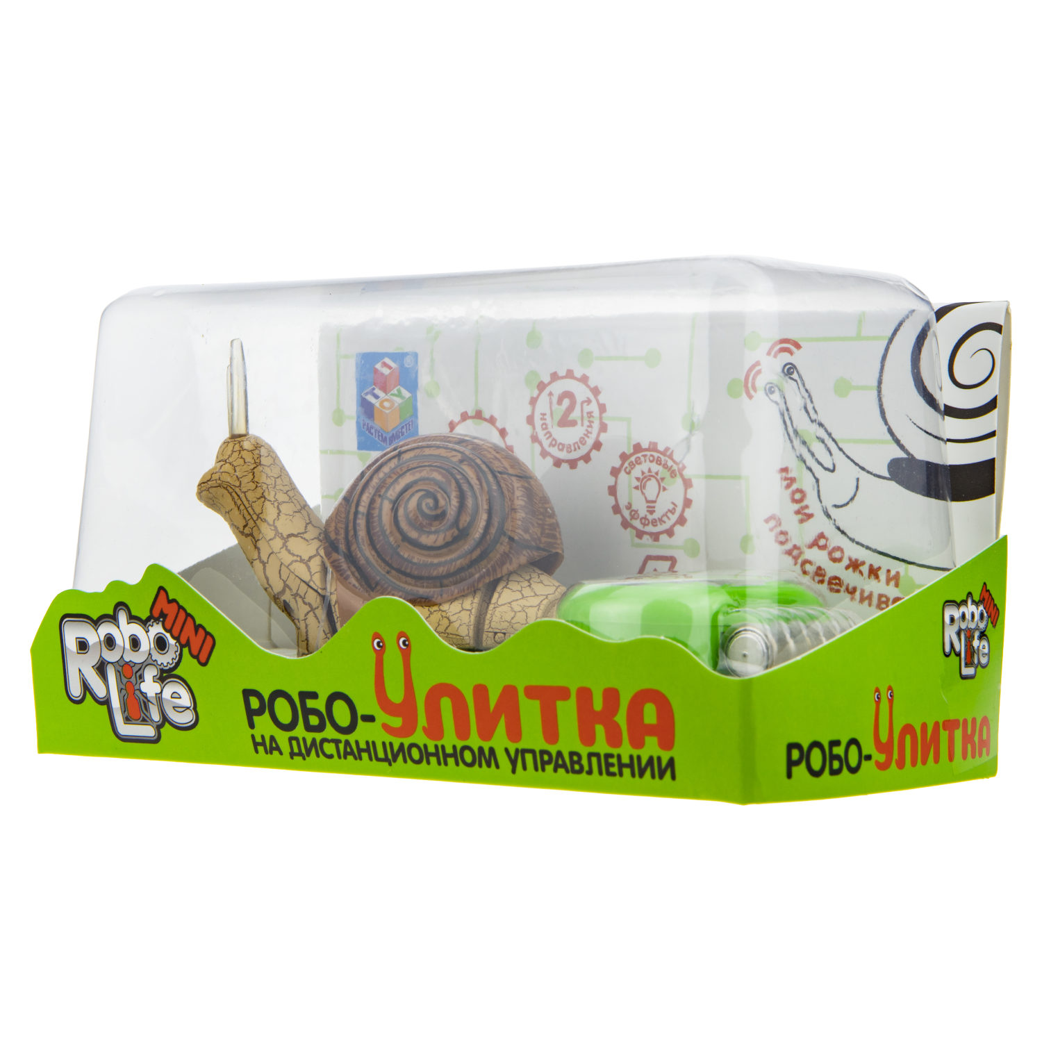 Интерактивная игрушка 1TOY RoboLife Робо- Улитка коричневая, на пульте управления, со световыми эффектами