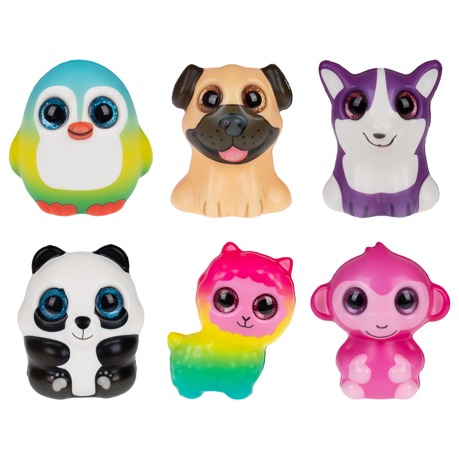 Глазастый сквиш 1TOY Животные, игрушка-антистресс для рук, жмякалка, 8-9 см, 6 видов в ассортименте