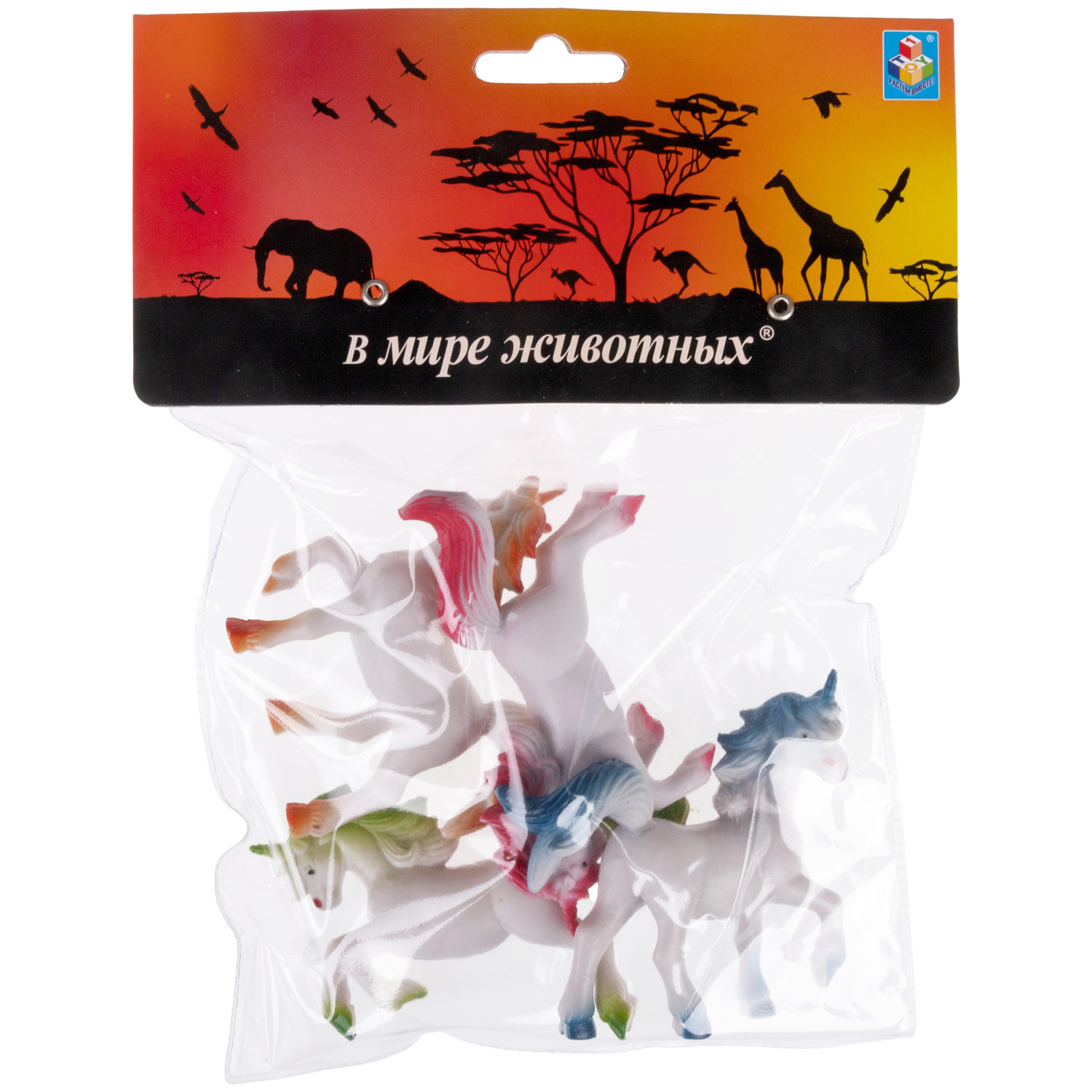 Фигурки единорогов 1TOY "В мире животных", набор 4 штуки