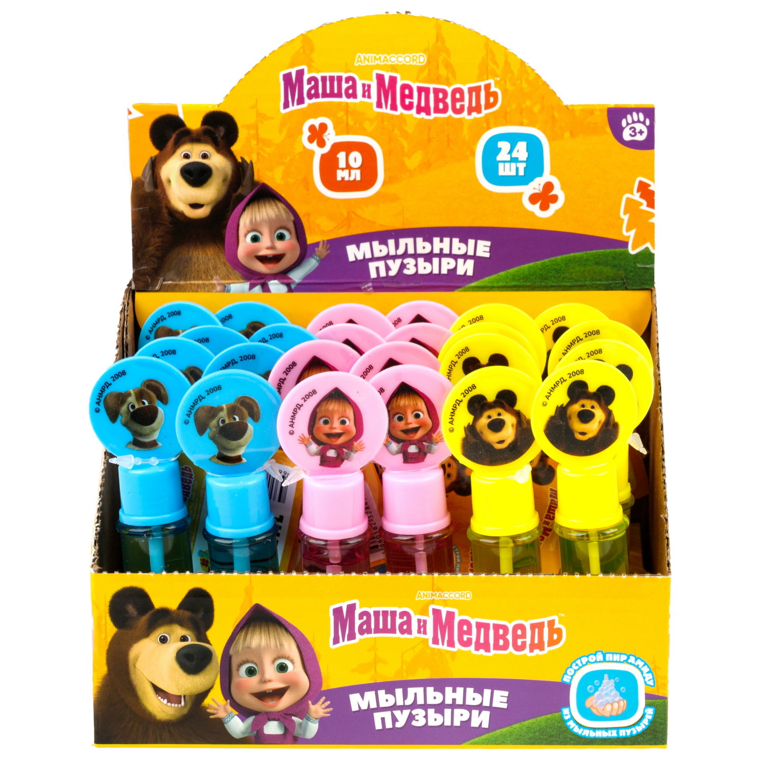 Мыльные пузыри нелопающиеся "Маша и медведь" с кругляшом на крышке , 10 мл