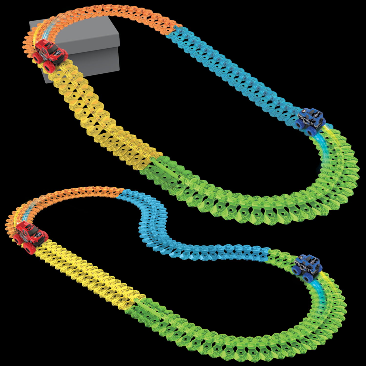 1TOY NEXTREME Гибкий трек 100 деталей, внедорожник синий с аккумуляторной батареей