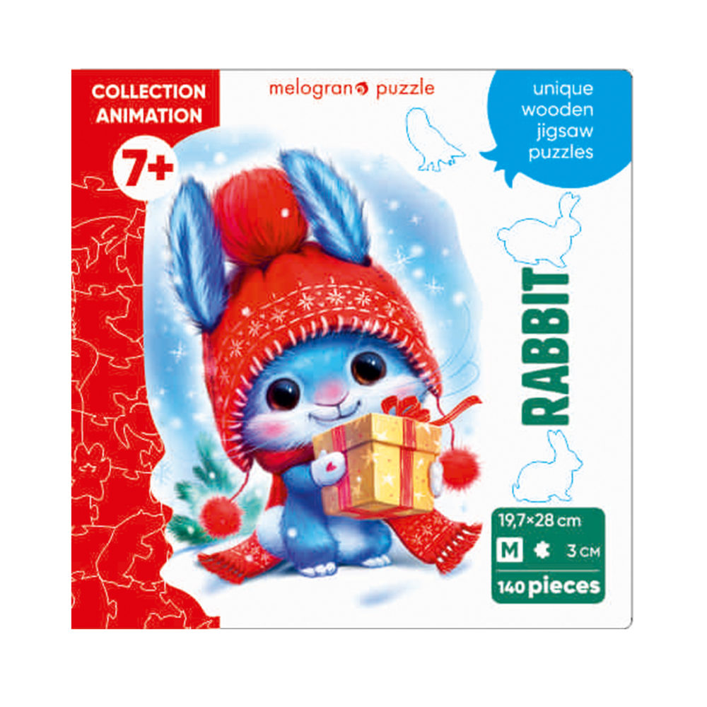 Деревянные пазлы Collection Animation Новогодний кролик, 140 деталей, 19,7х28 см