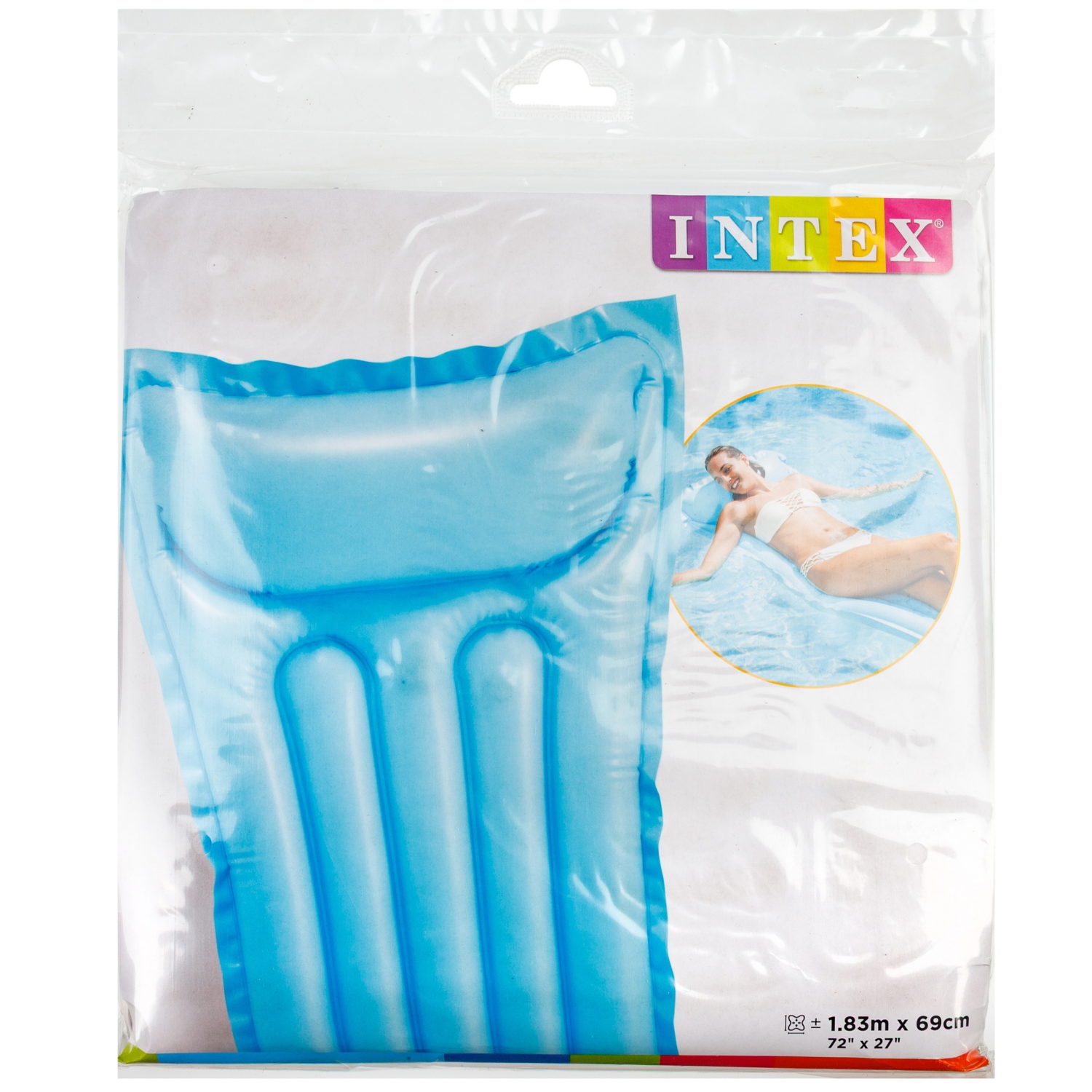 Надувной матрас для плавания Intex 183 х 69 см, голубой