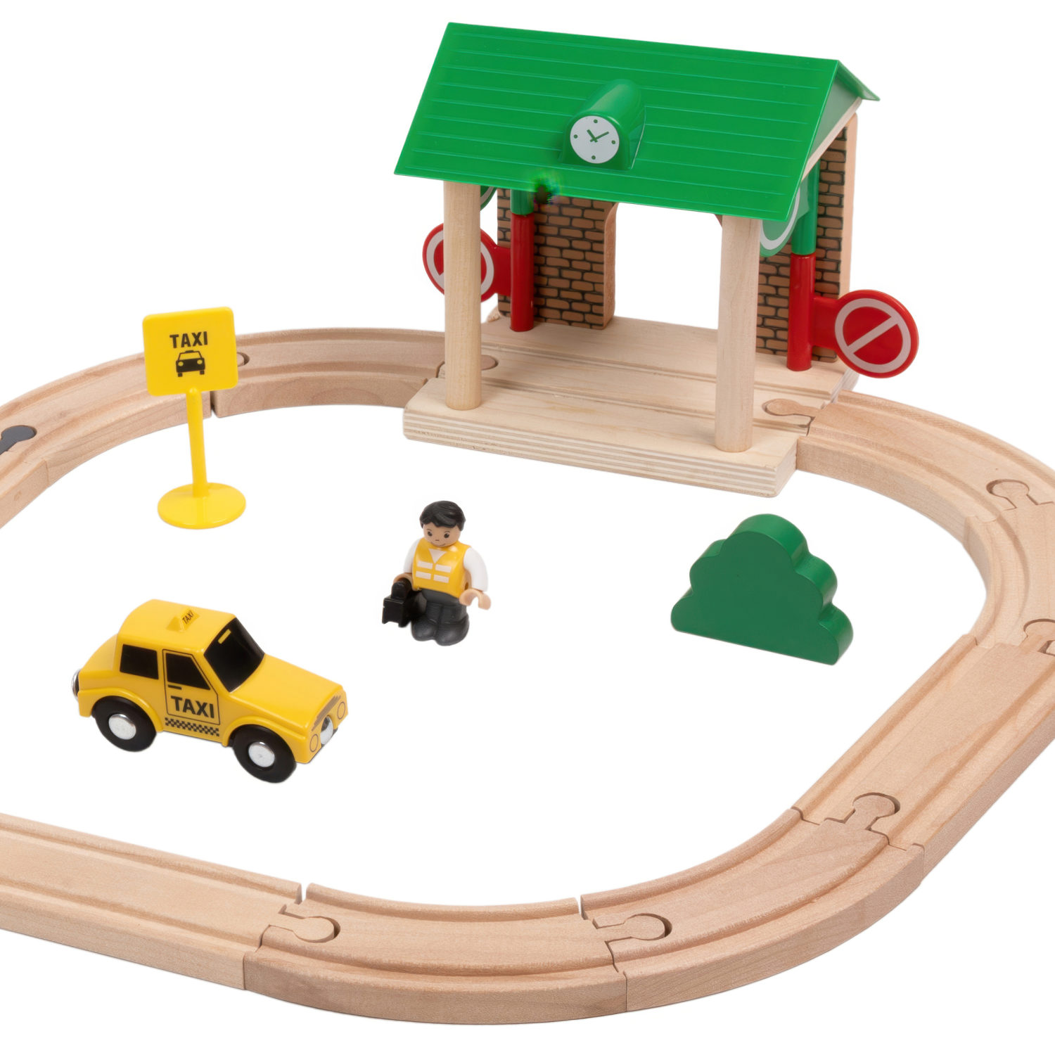 Деревянная железная дорога 1TOY GOODOK с электропоездом, 39 элементов