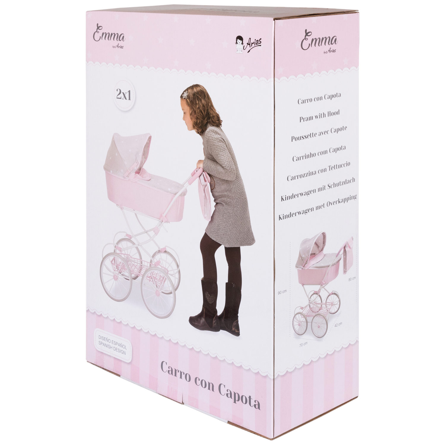 Коляска-люлька для кукол Arias детская, прогулочная, складная, большая, высокая, с сумкой