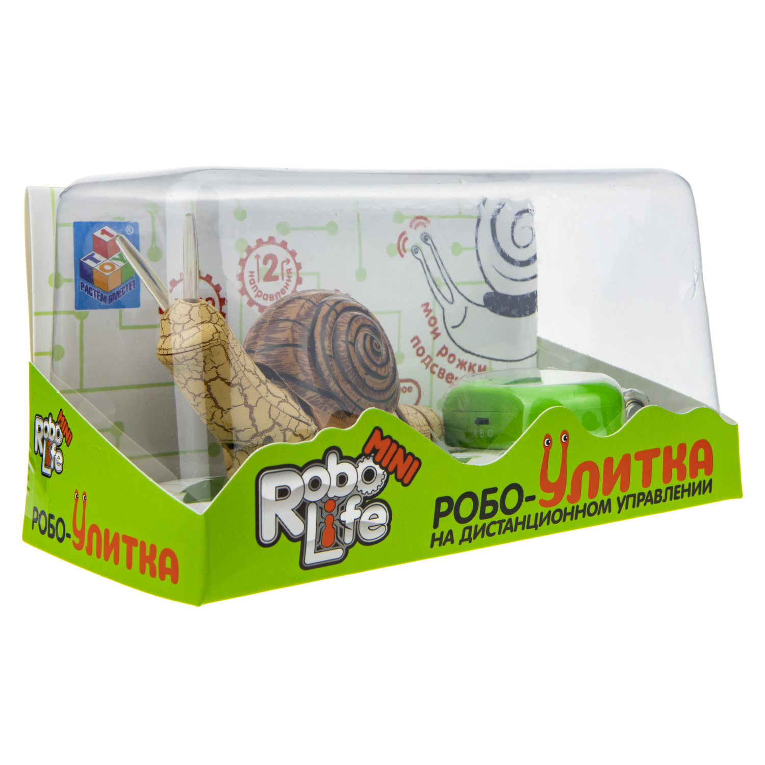 Интерактивная игрушка 1TOY RoboLife Робо- Улитка коричневая, на пульте управления, со световыми эффектами