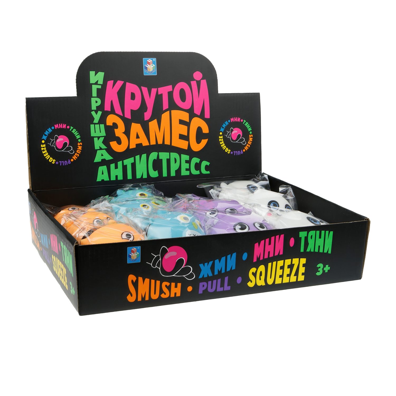 1TOY Крутой замес, игрушка-антистресс, котик, панда, сова, хомяк, 4 вида в ассортименте, 1 шт.