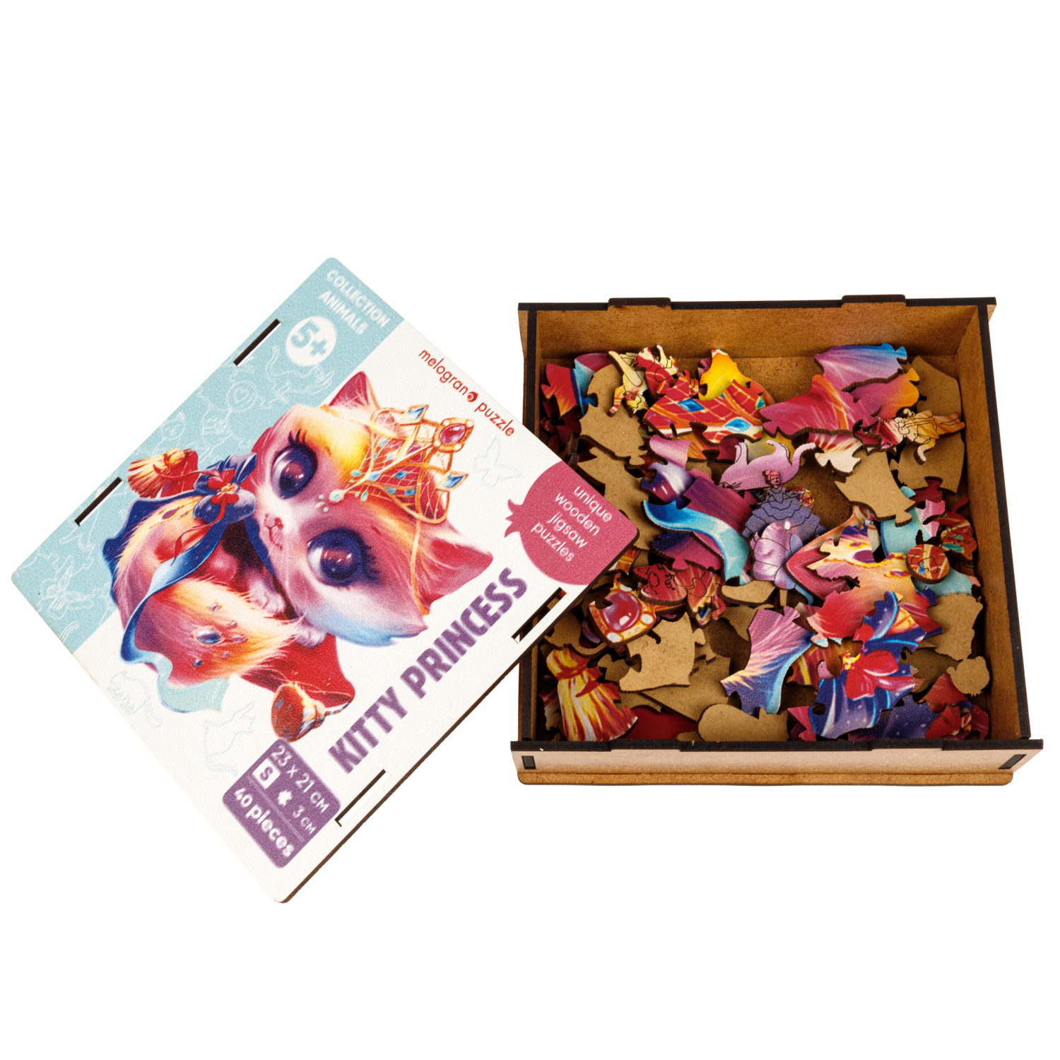 Деревянные пазлы Collection Animals Кошечка принцесса, 40 деталей