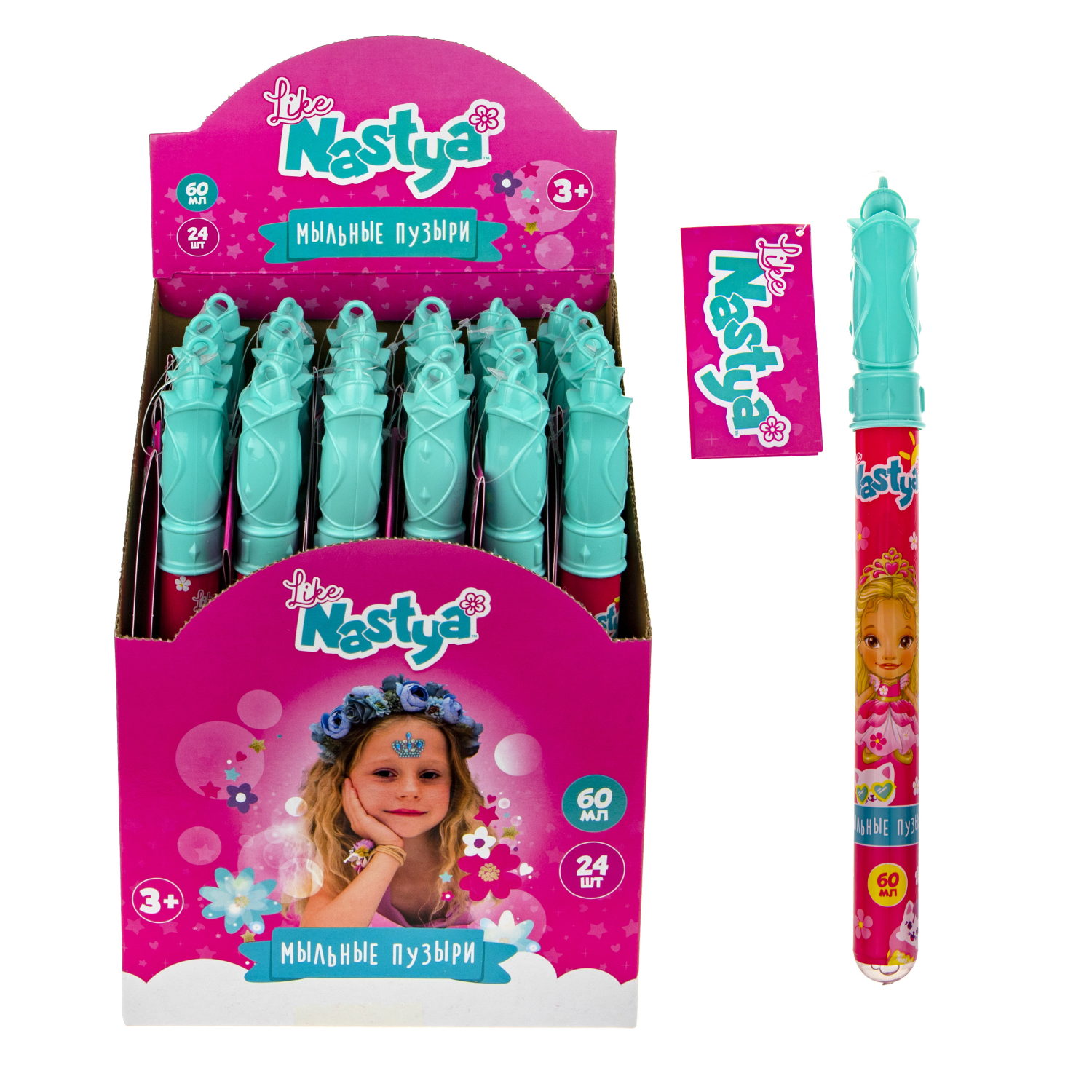 Мыльные пузыри 1TOY Like Nastya, 60 мл